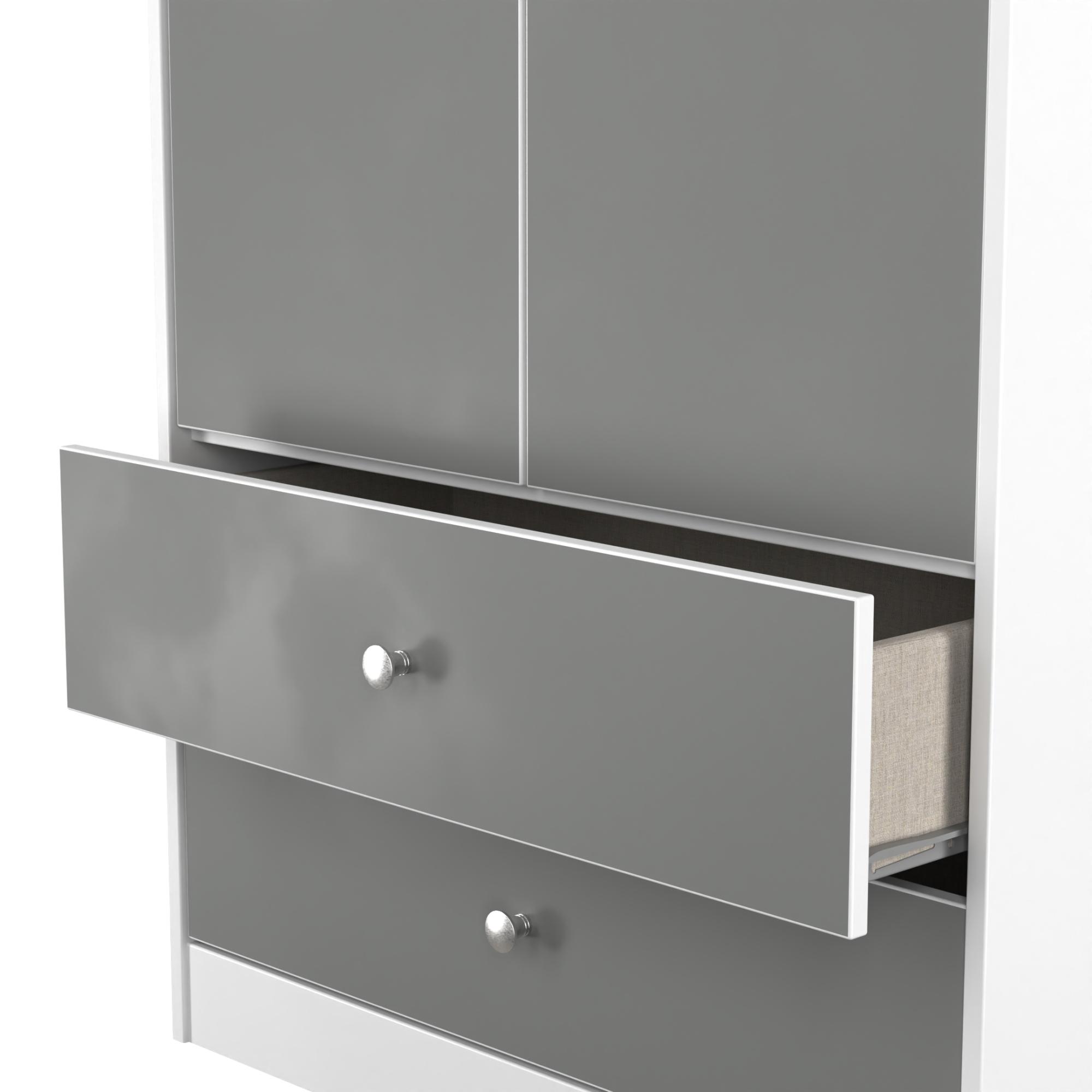 Padstow Wardrobe - 2 Door - 2 Drawer - Tall - Grey and White