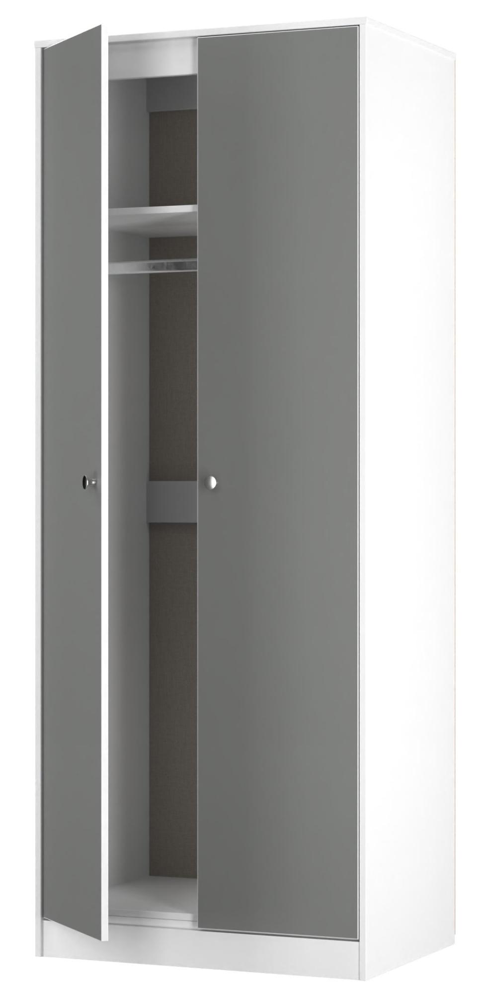 Padstow Wardrobe - 2 Door - Plain - Tall - Grey and White