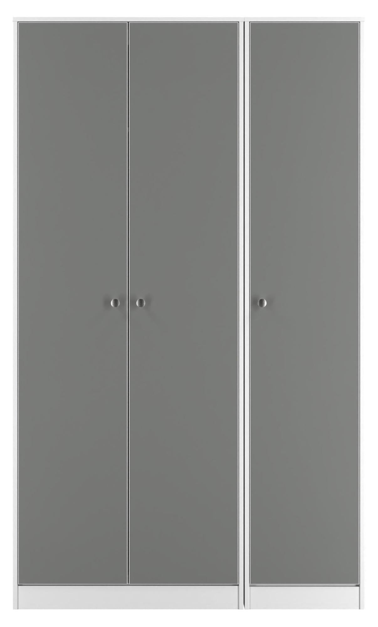 Padstow Grey and White 3 Door Tall Triple Wardrobe