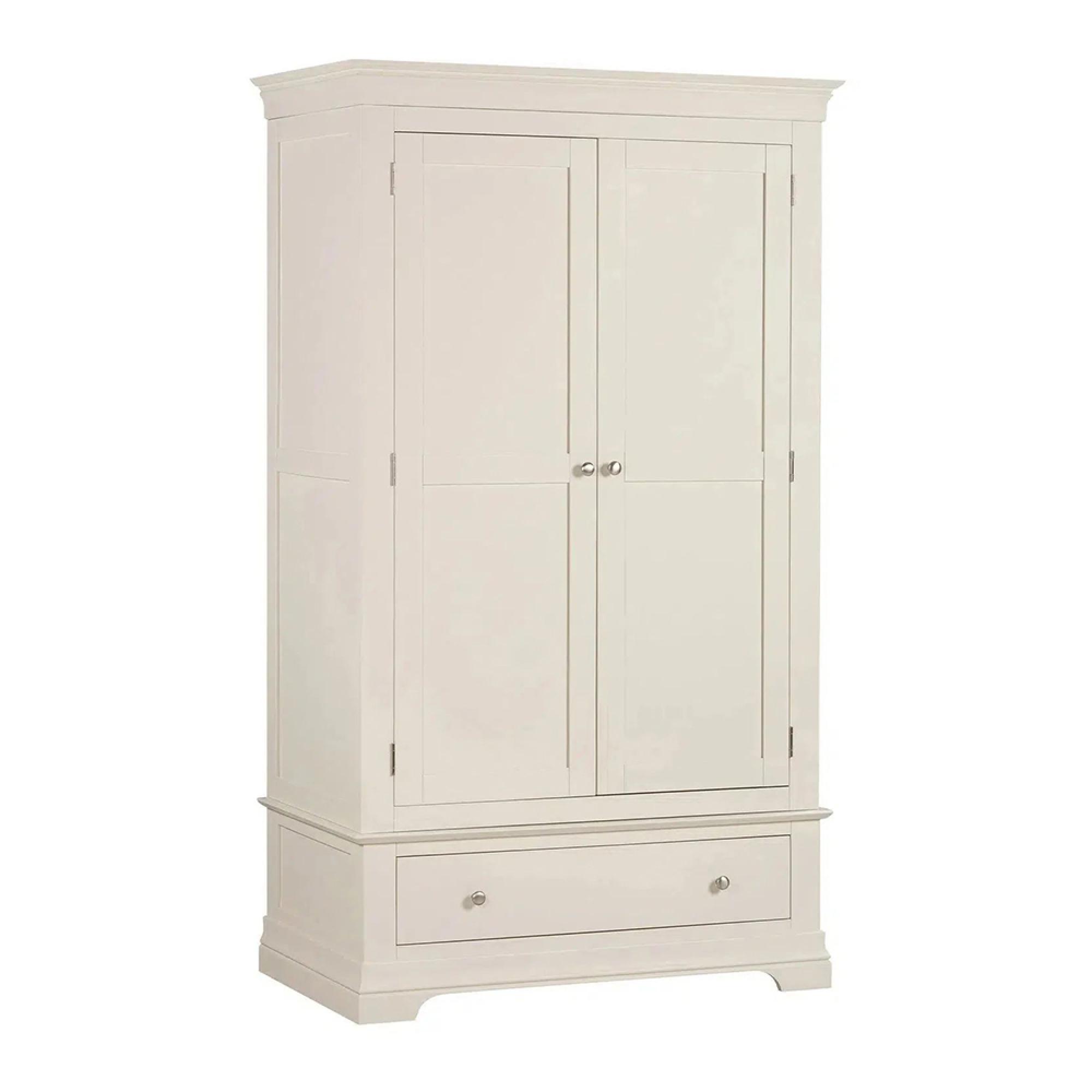 Paisley Wardrobe - 2 Door - 1 Drawer - Cream Painted