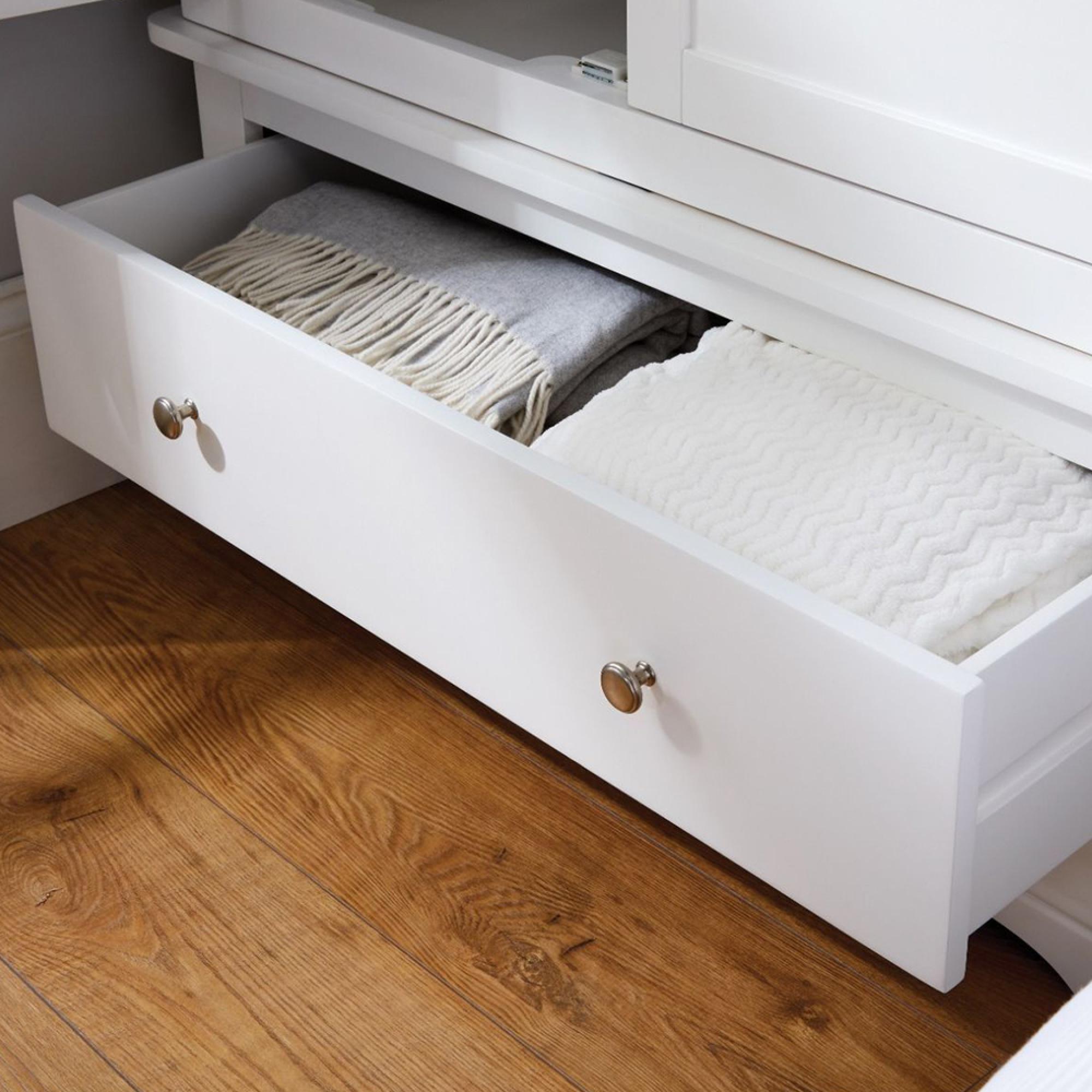 Paisley Wardrobe - 2 Door - 1 Drawer - White Painted