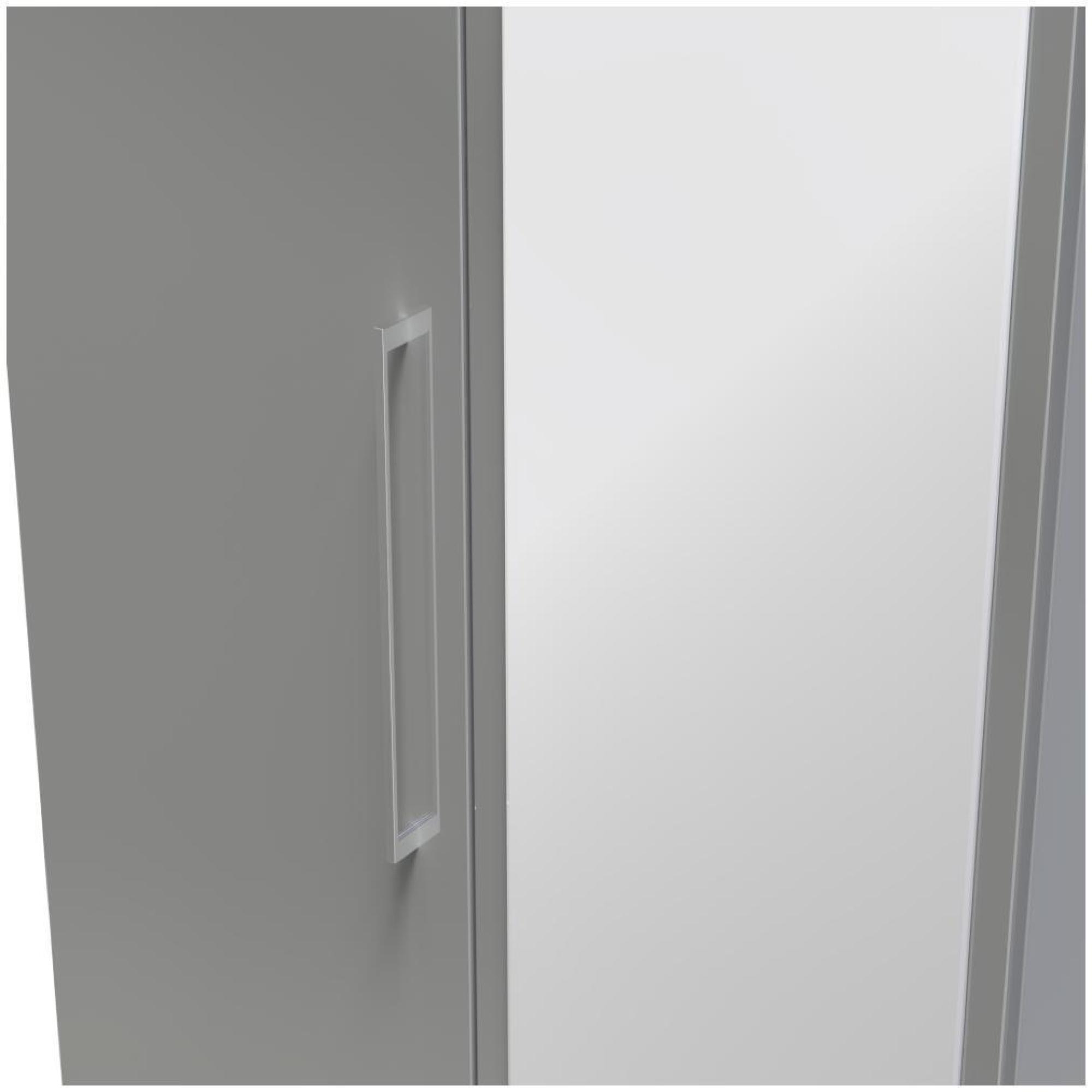 Paris Wardrobe - 2 Door - 1 Mirror - Tall - Grey Gloss