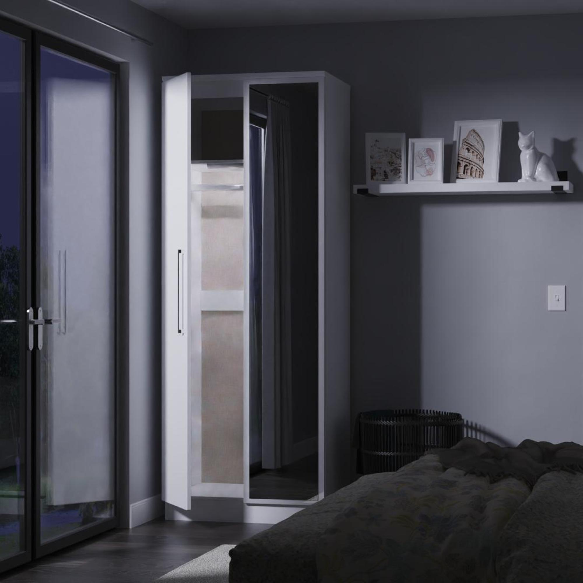 Paris Wardrobe - 2 Door - 1 Mirror - Tall - White Gloss