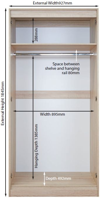 Pembroke Wardrobe - 2 Door - Plain - H 182.4cm - Cream
