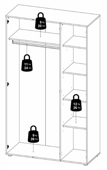 Paris Wardrobe - 3 Door - Black
