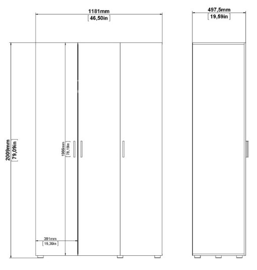 Pepe Wardrobe - 3 Door - White