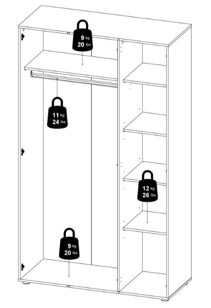 Pepe Wardrobe - 3 Door - White