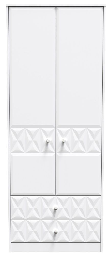 Pixel White 2 Door 2 Drawer Combi Wardrobe