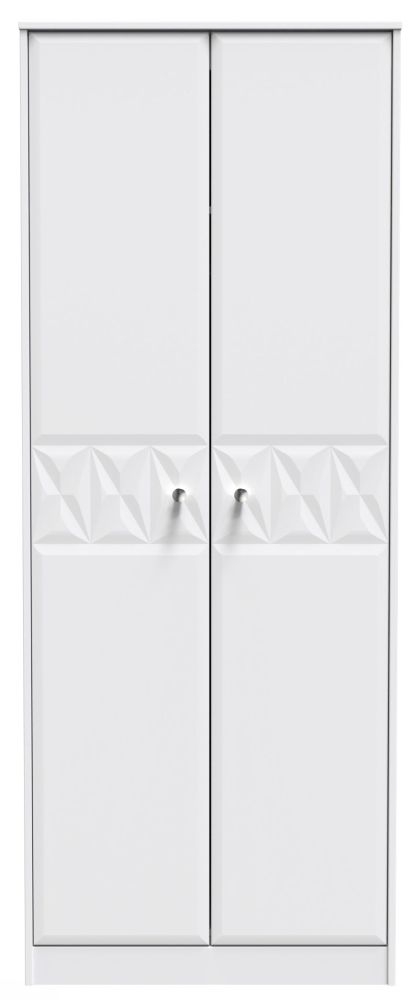 Pixel White 2 Door Plain Tall Wardrobe