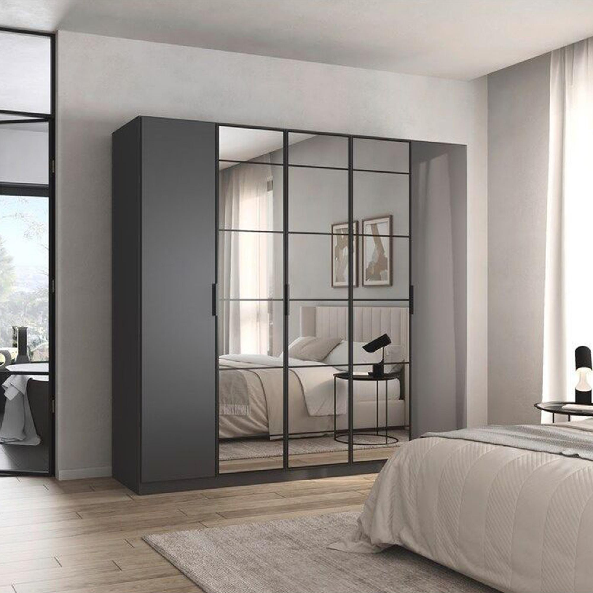 Rauch Acero 226cm 5 Door Mirror Wardrobe - Metallic Grey