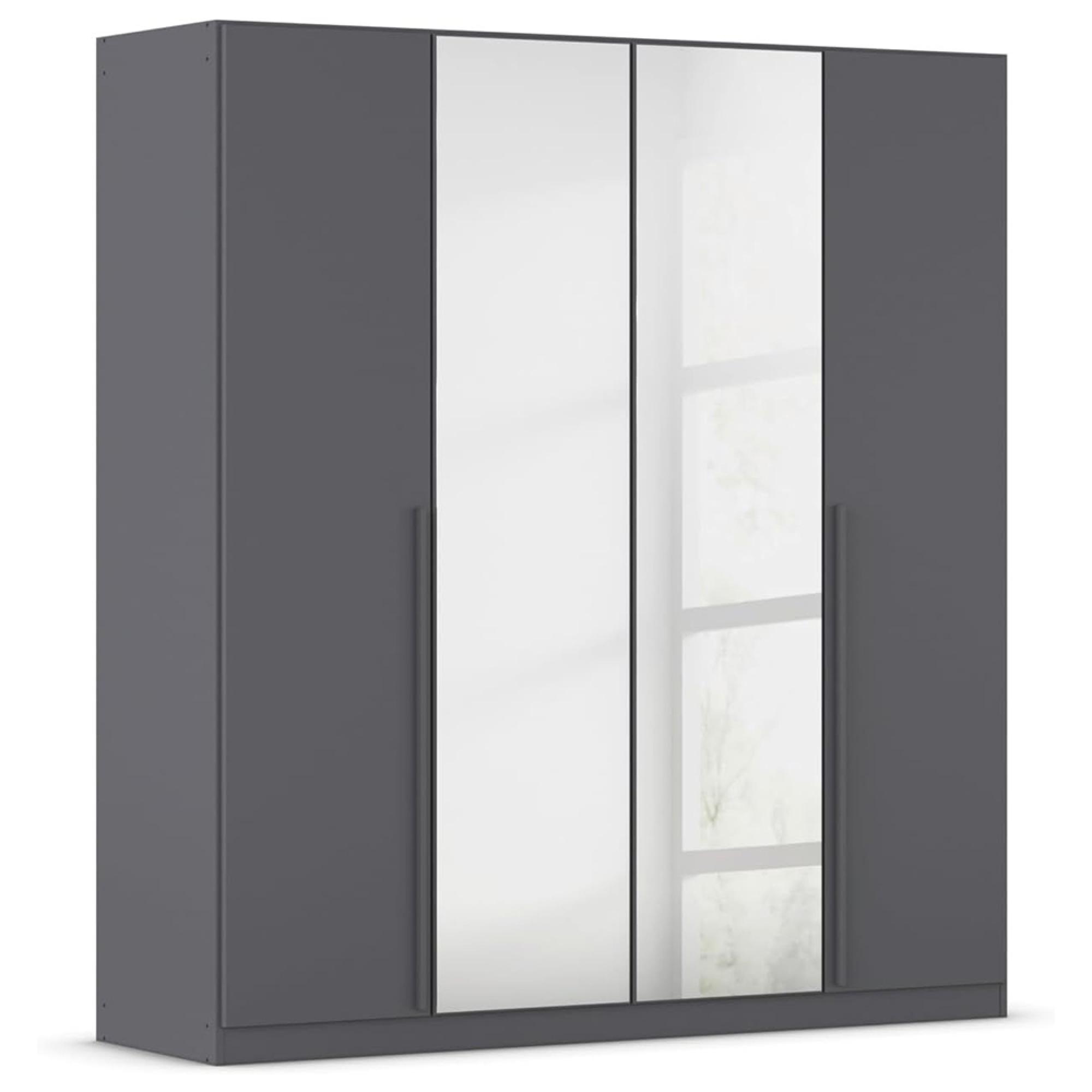 Rauch Alba 181cm 4 Door Mirror Wardrobe - Metallic Grey
