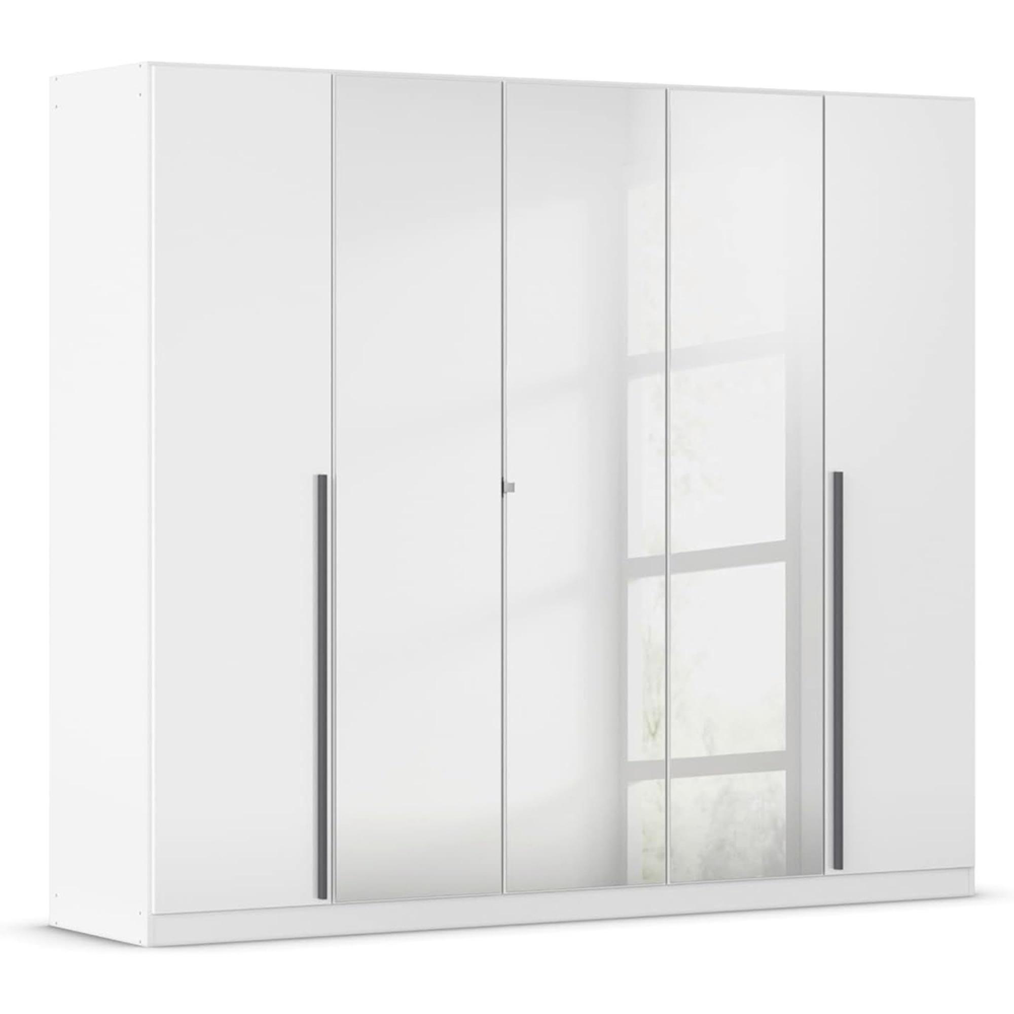 Rauch Alba 226cm 5 Door Mirror Wardrobe - White Gloss