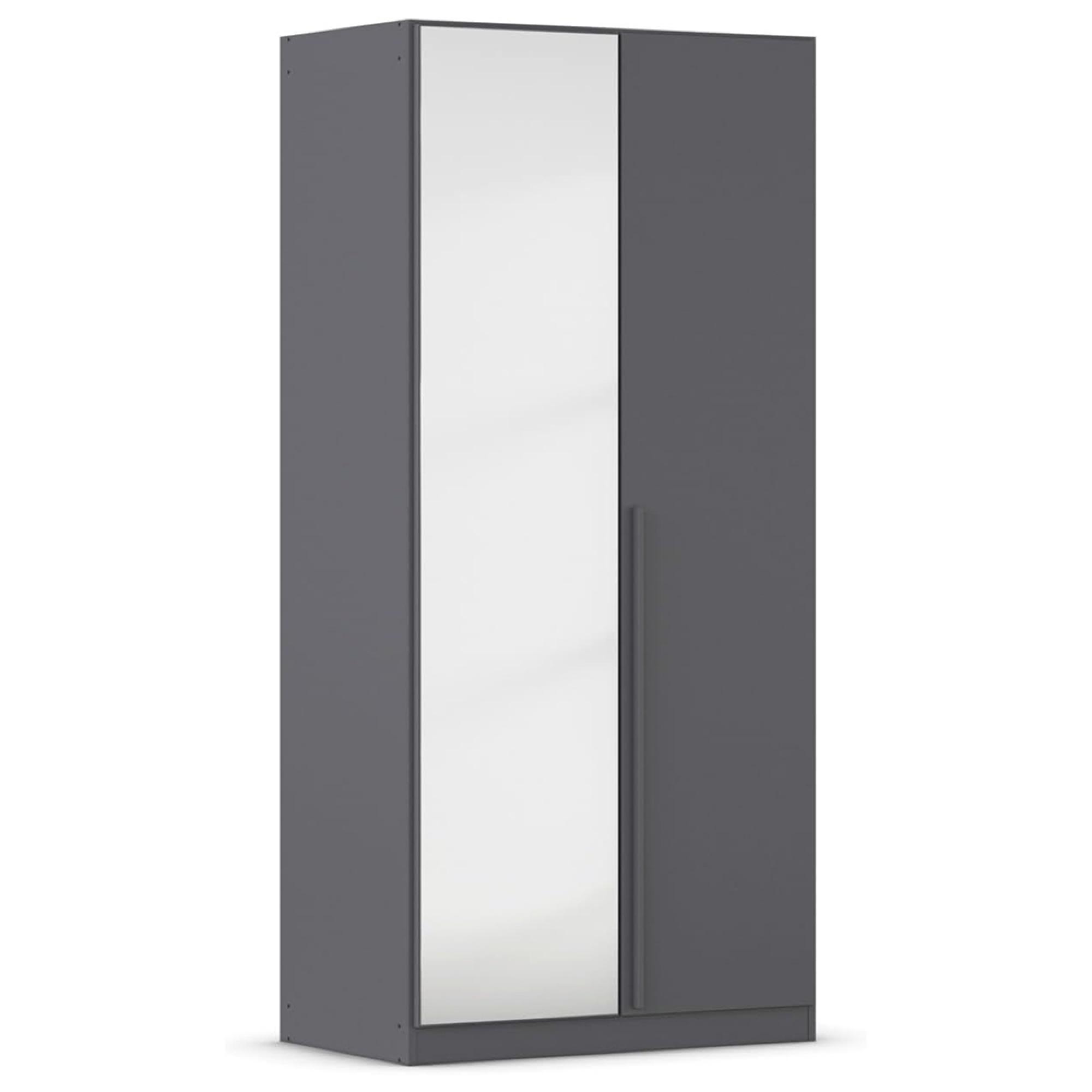 Rauch Alba 91cm 2 Door Mirror Wardrobe - Metallic Grey
