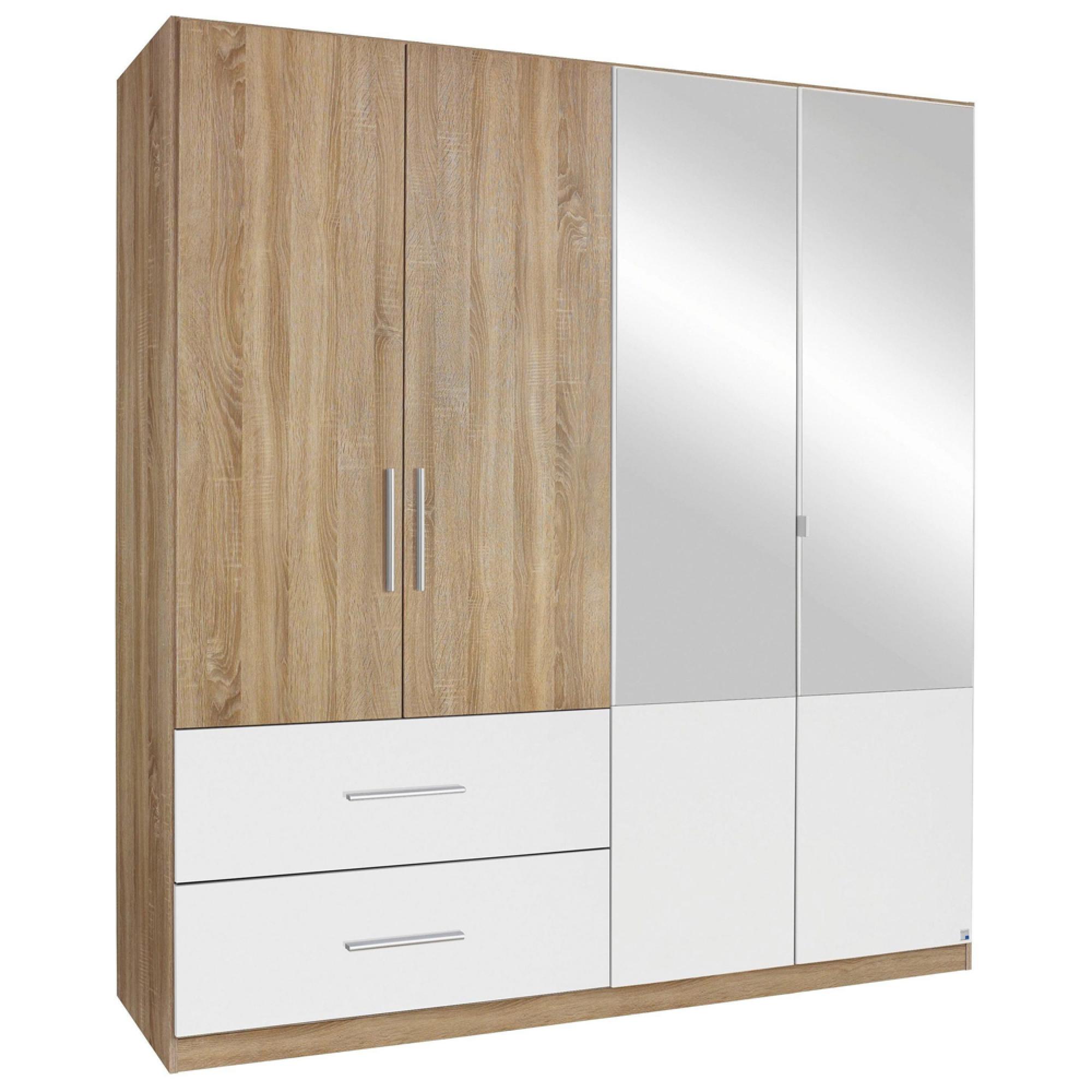 Rauch Alvor 181cm 4 Door Combi Wardrobe - Sonoma Oak and Alpine White