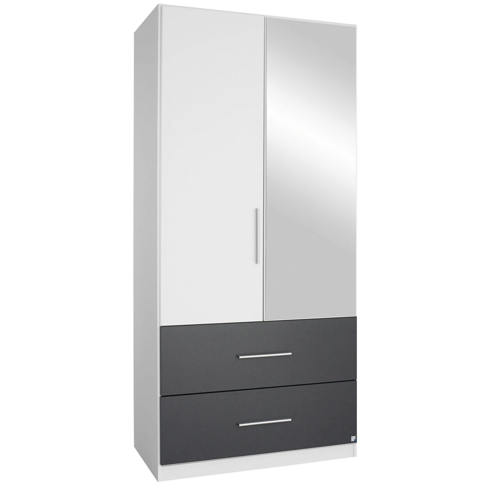Rauch Alvor 91cm 2 Door Combi Wardrobe - Alpine White and Metallic Dark Grey