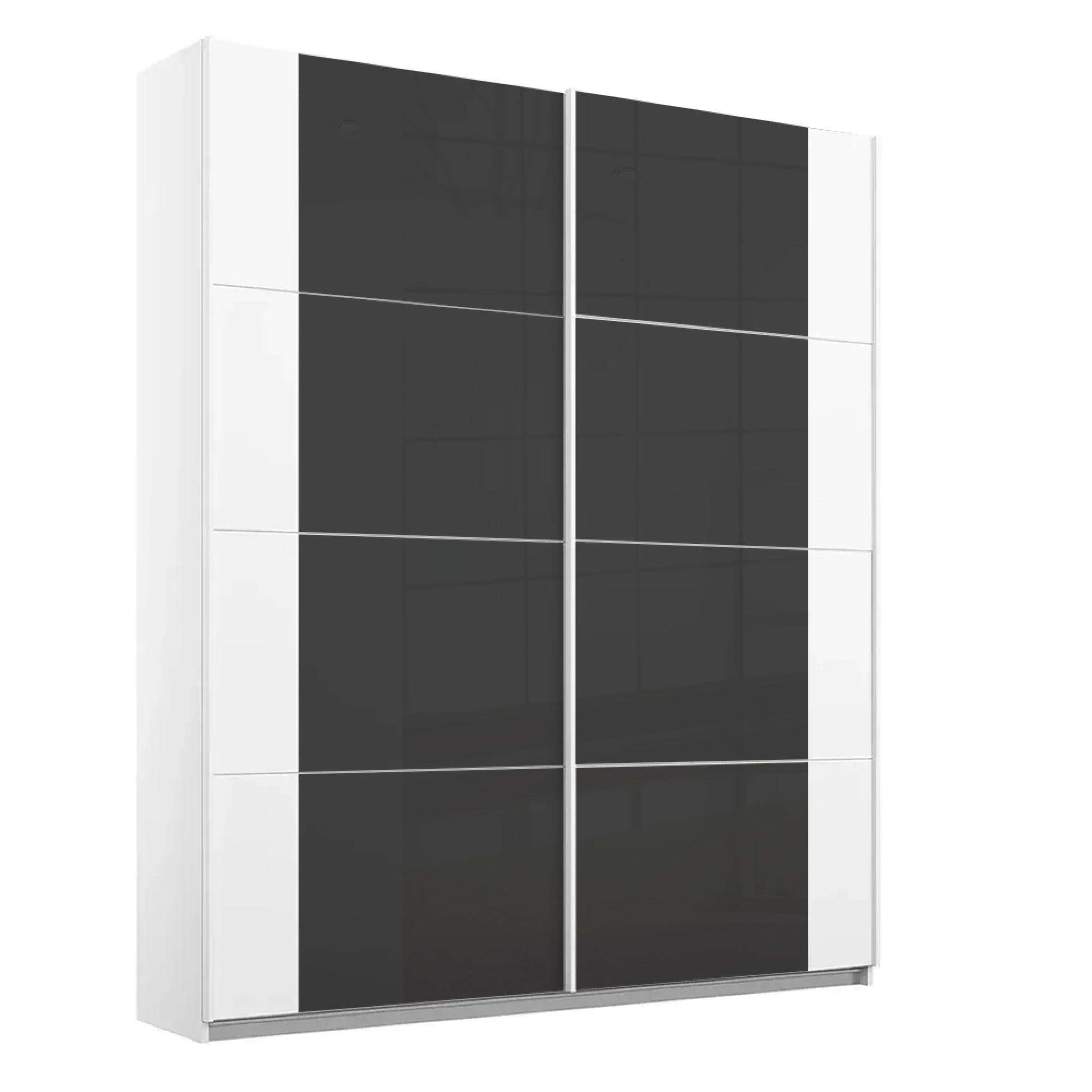 Rauch Artemis 181cm 2 Door Sliding Wardrobe - Alpine White and Basalt Glass