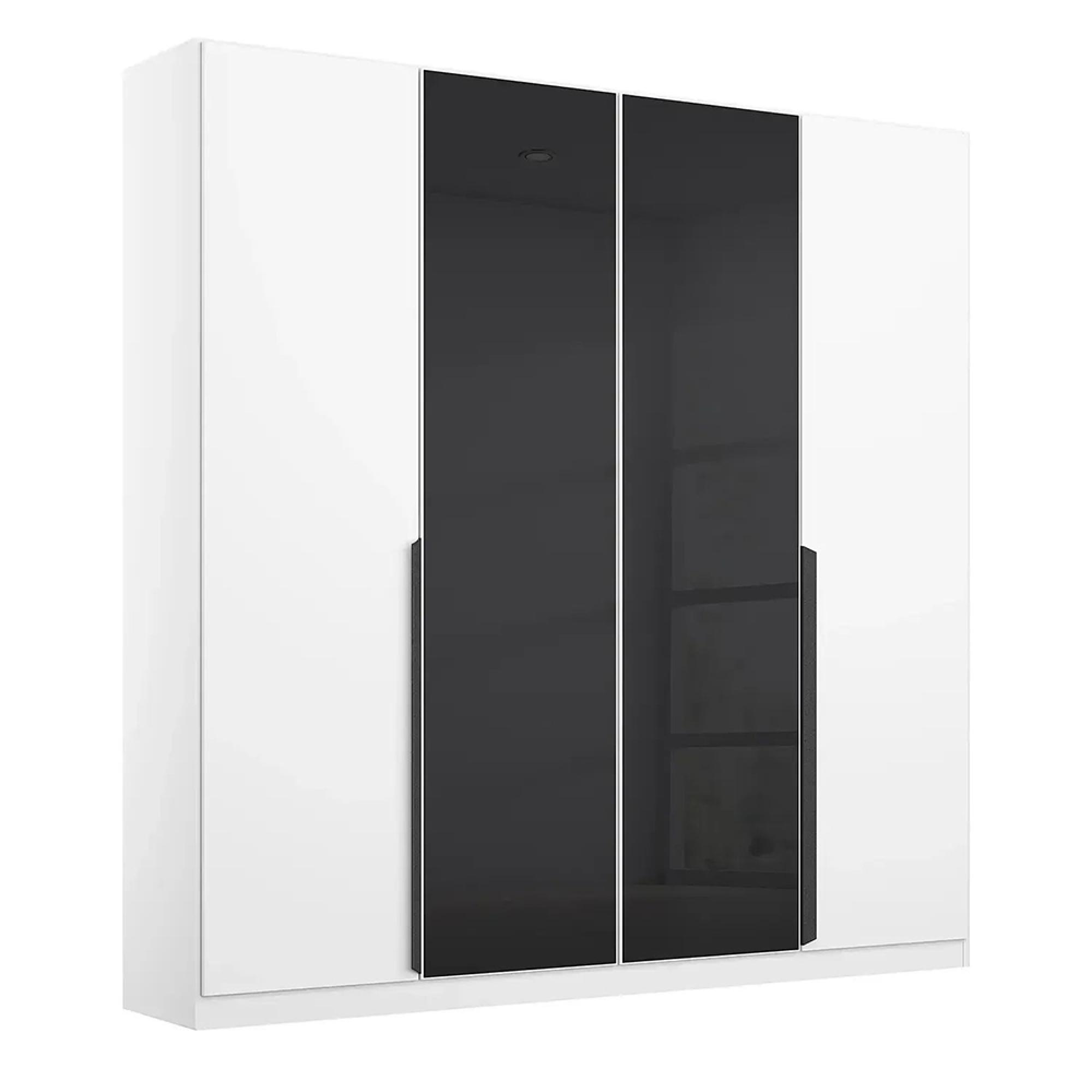 Rauch Artemis 181cm 4 Door Wardrobe - Alpine White and Basalt Glass