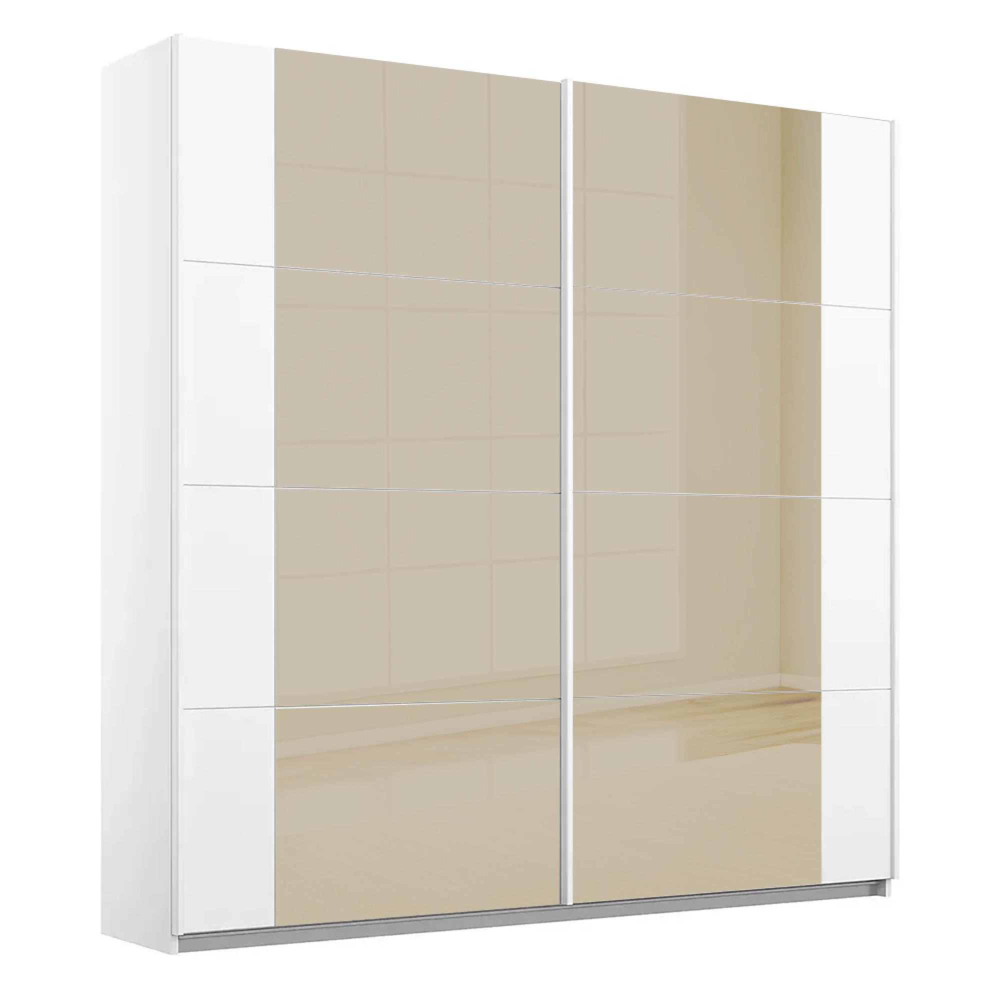 Rauch Artemis 226cm 2 Door Sliding Wardrobe - Alpine White and Champagne Glass