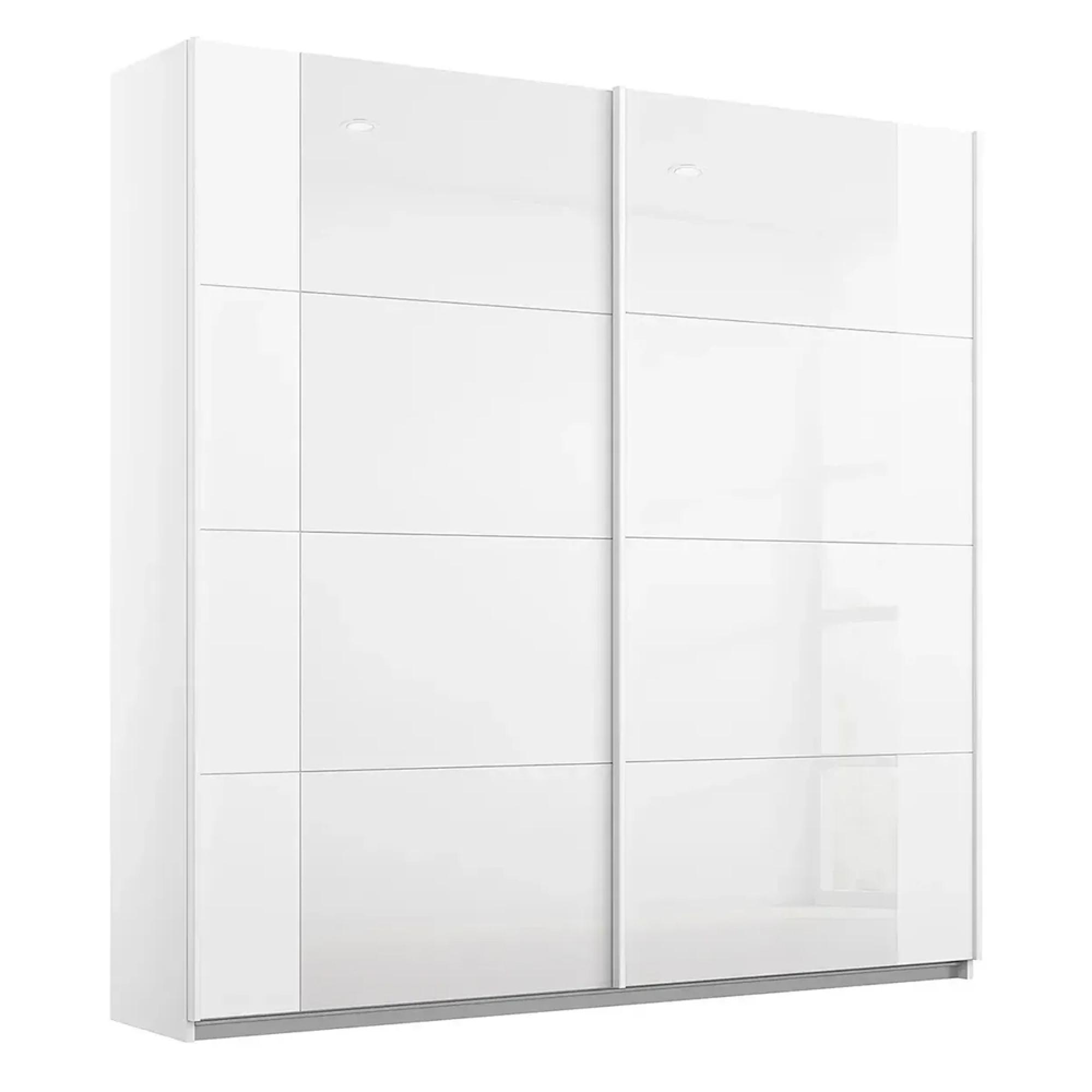 Rauch Artemis 226cm 2 Door Sliding Wardrobe - Alpine White and White Glass