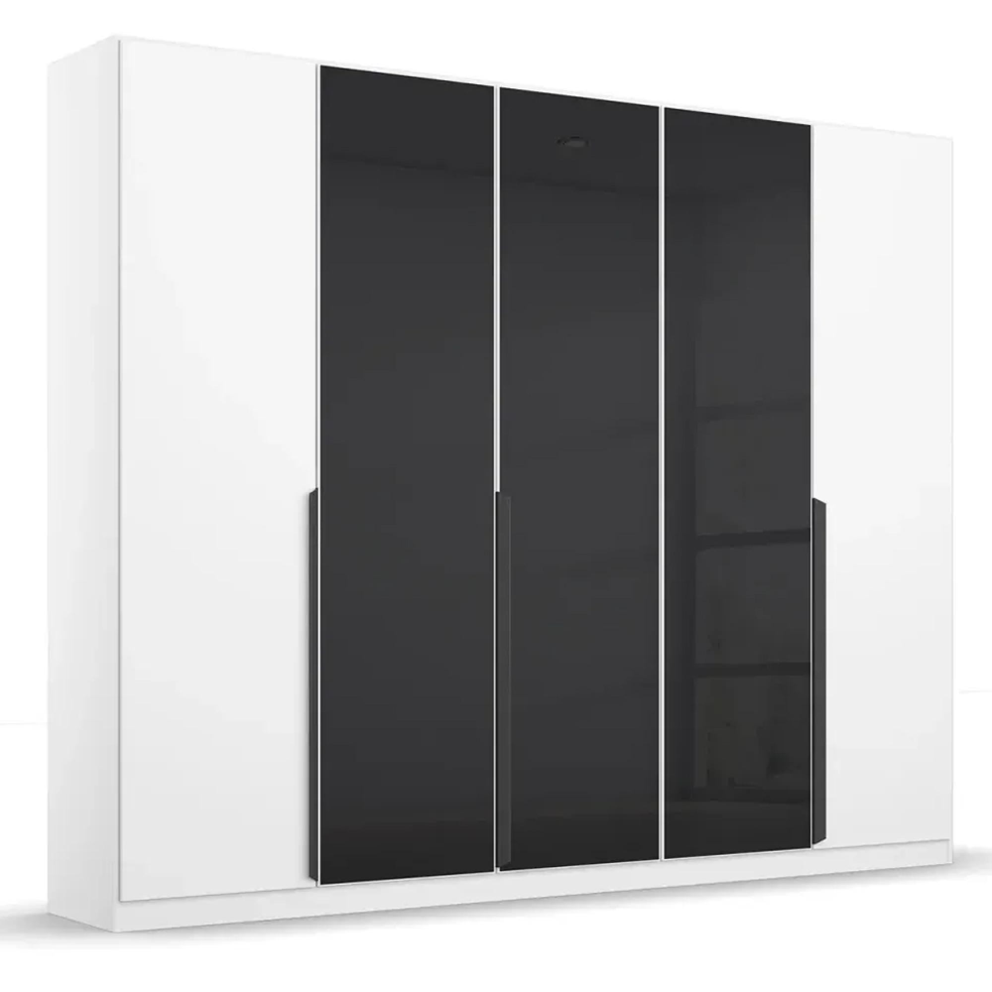 Rauch Artemis 226cm 5 Door Wardrobe - Alpine White and Basalt Glass