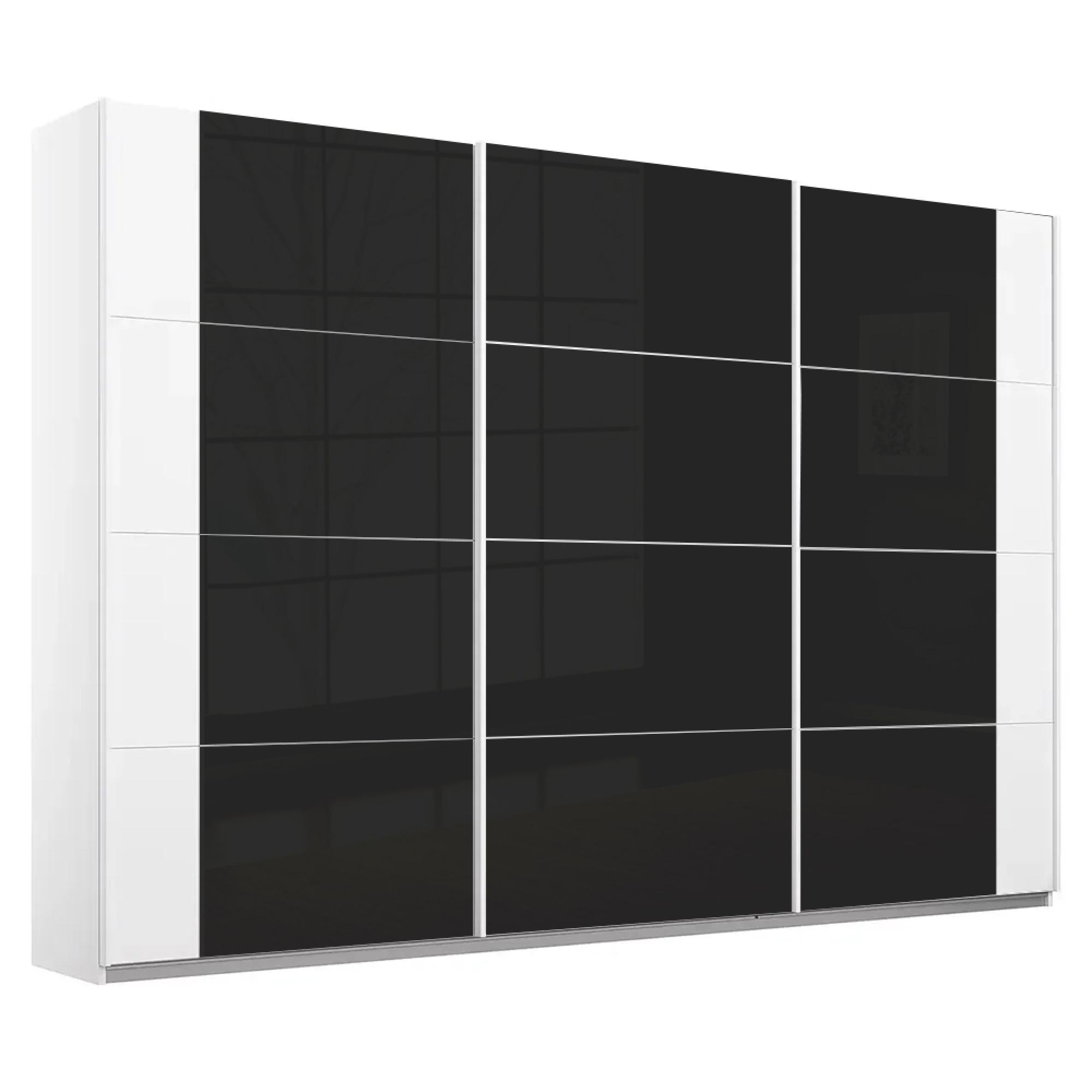 Rauch Artemis 271cm 3 Door Sliding Wardrobe - Alpine White and Basalt Glass