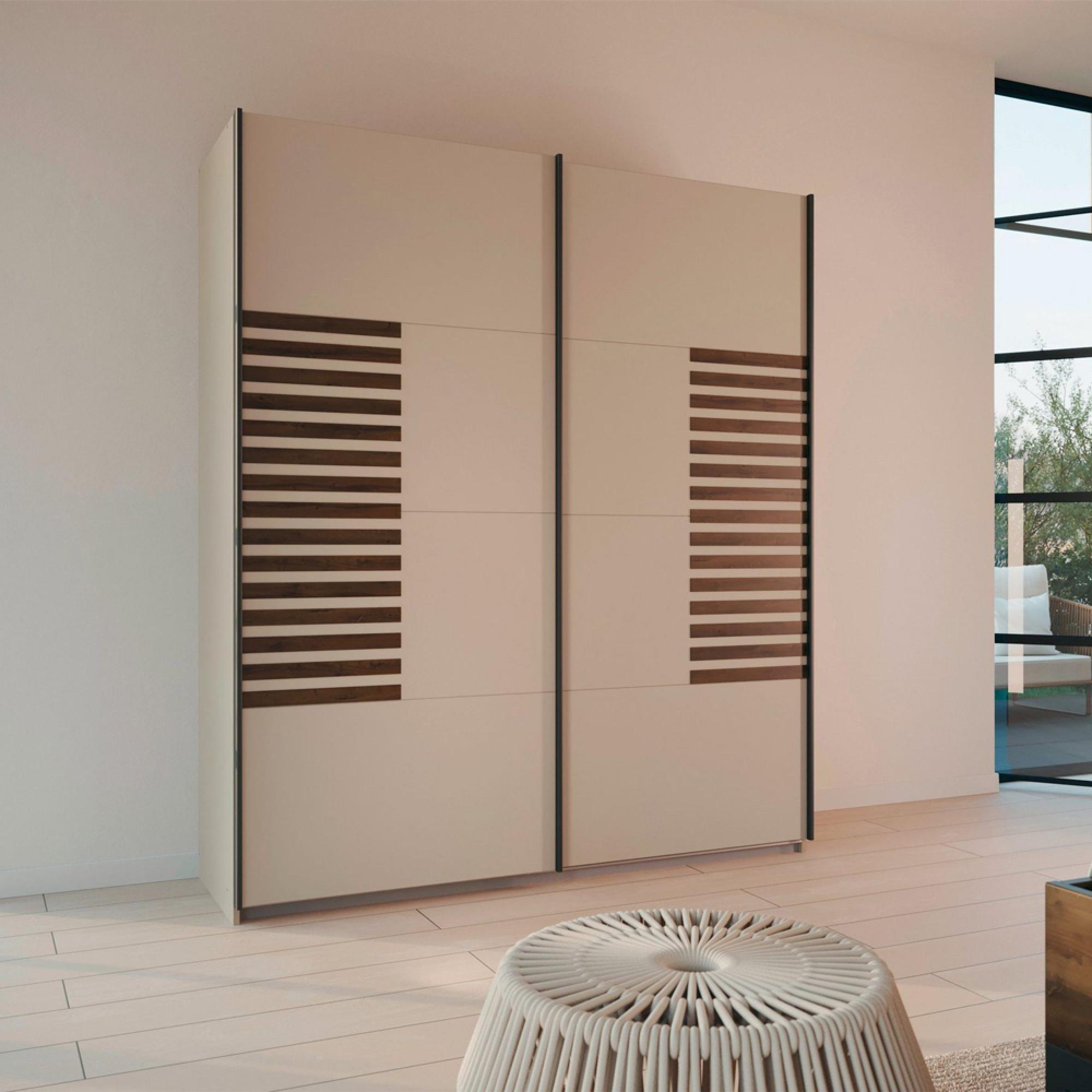 Rauch Barea 181cm 2 Door Sliding Wardrobe - Champagne and Atlantic Dark Oak