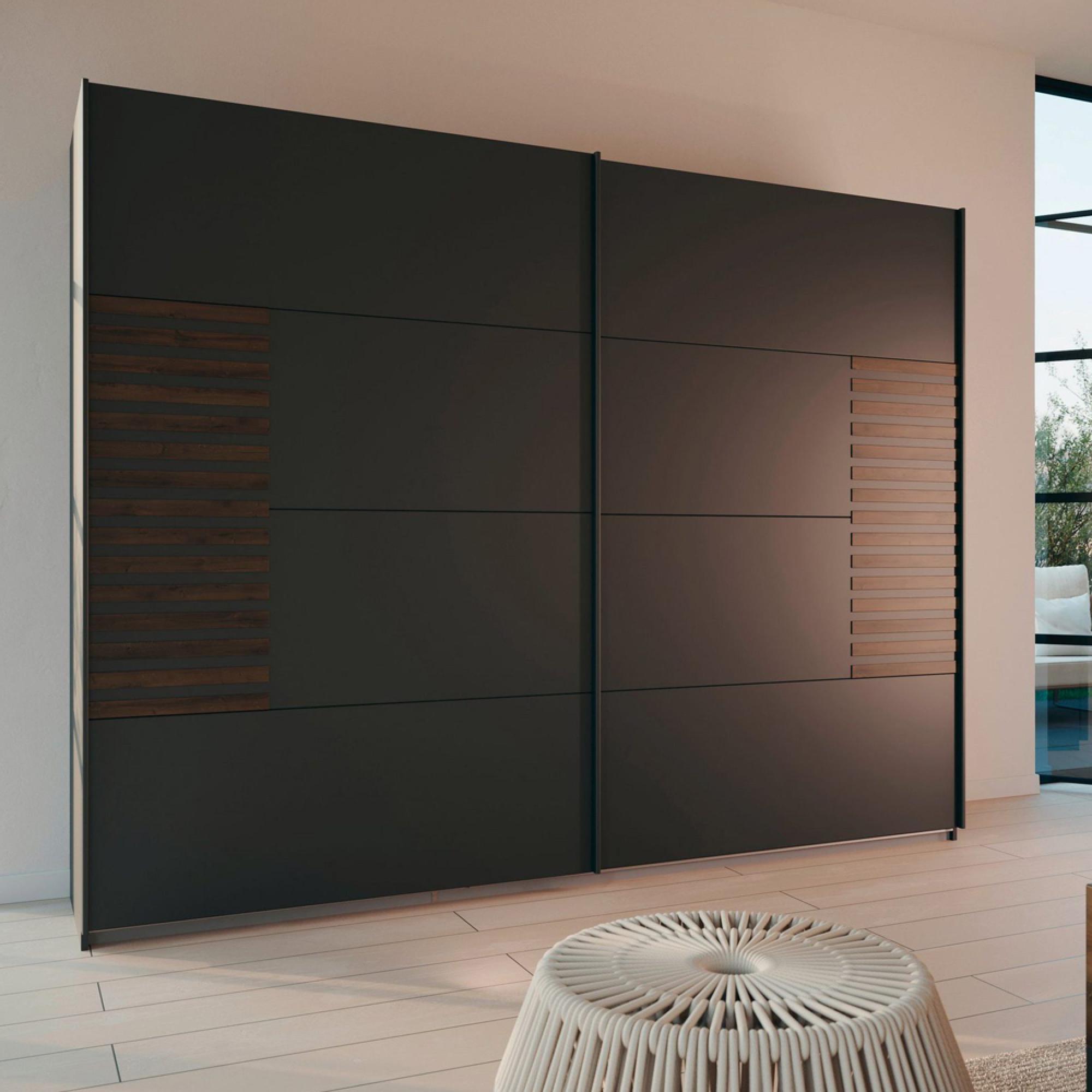 Rauch Barea 271cm 2 Door Sliding Wardrobe - Metallic Grey and Atlantic Dark Oak