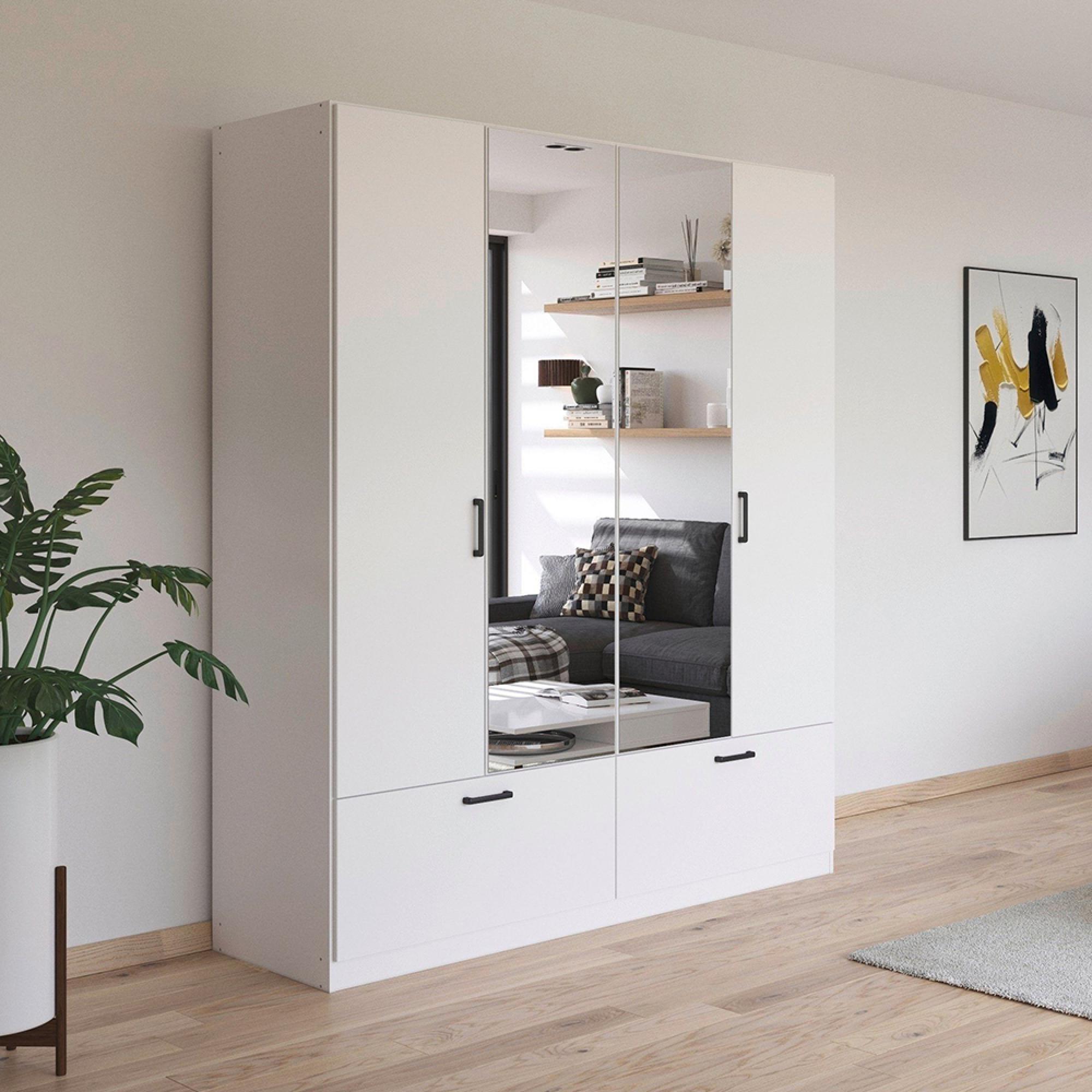 Rauch Bari 181cm 4 Door Combi Wardrobe with Drawers - Alpine White
