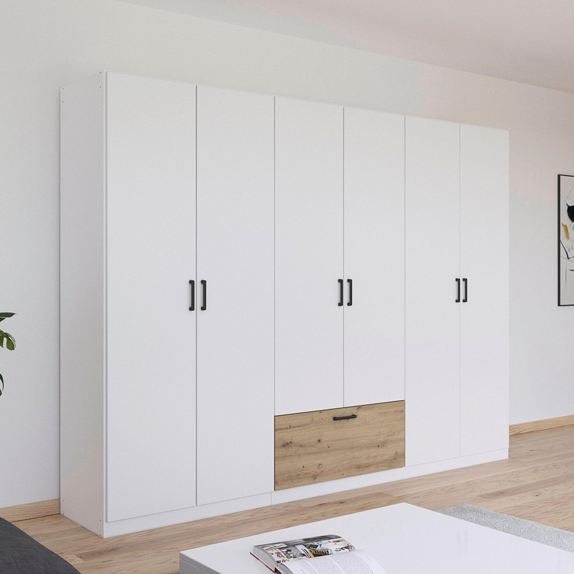 Rauch Bari 271cm 6 Door Wardrobe - Alpine White and Artisan Oak