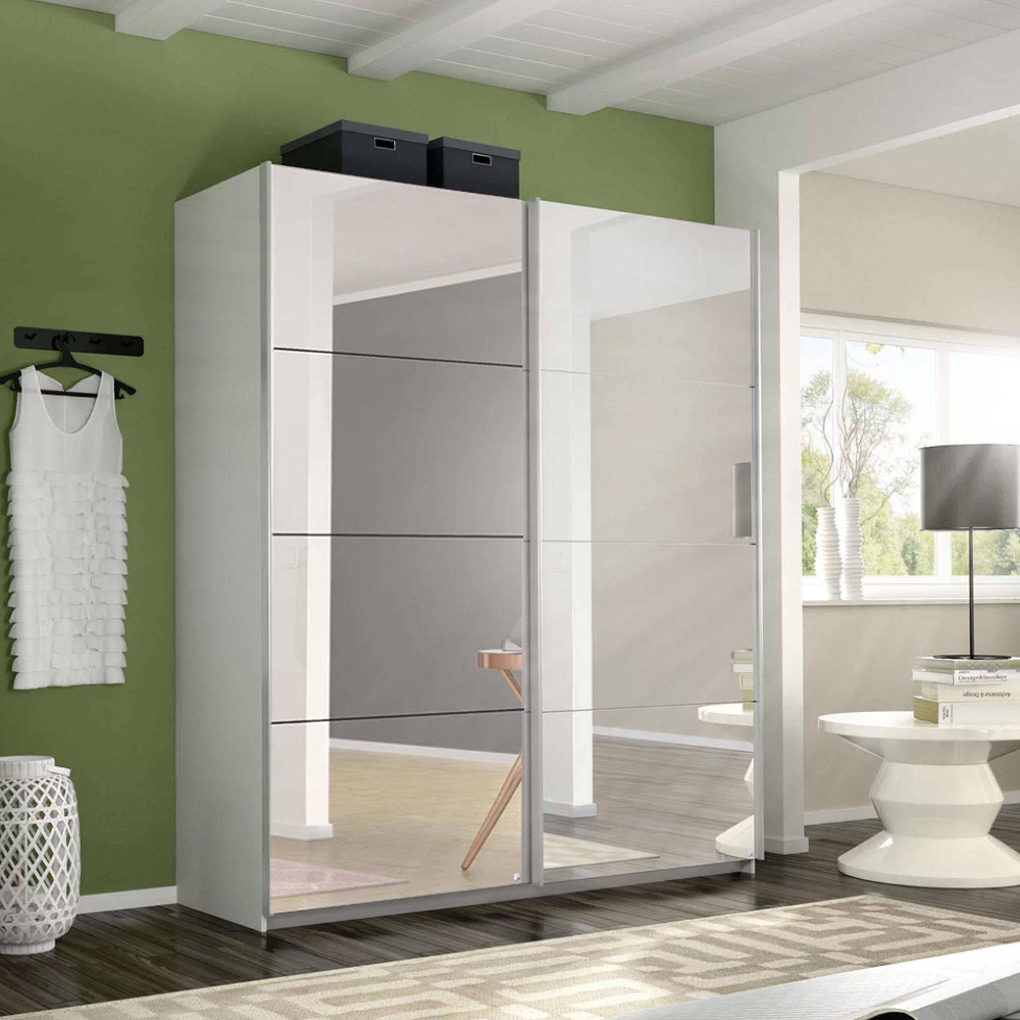 Rauch Belluno 181cm 2 Door Sliding Mirrored Wardrobe - Alpine White
