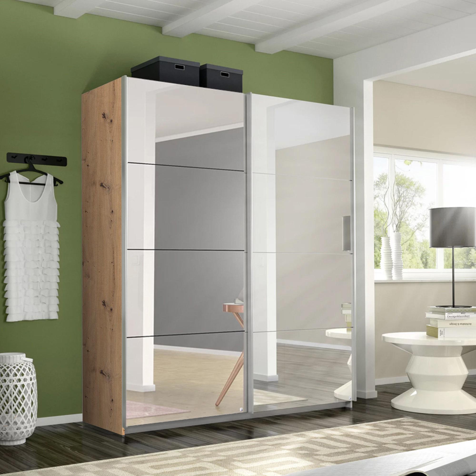 Rauch Belluno 181cm 2 Door Sliding Mirrored Wardrobe - Artisan Oak