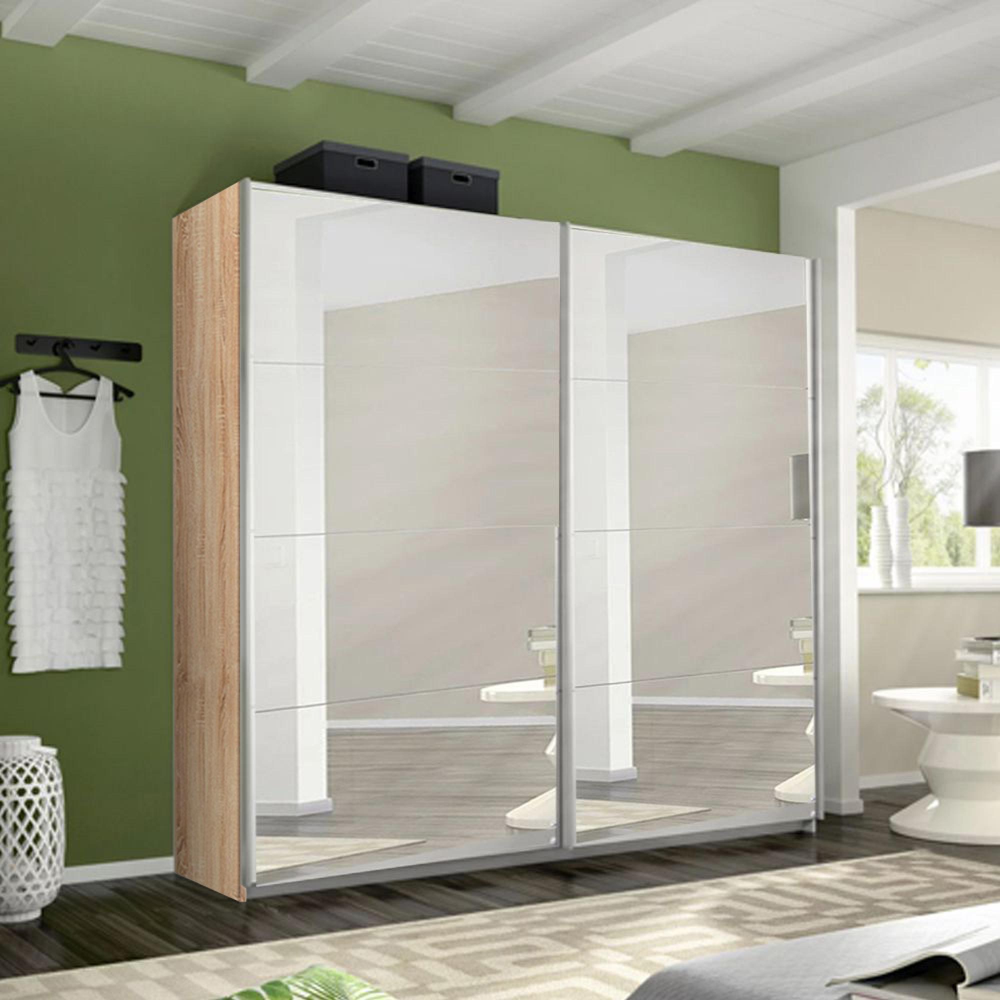 Rauch Belluno 226cm 2 Door Sliding Mirrored Wardrobe - Sonoma Oak