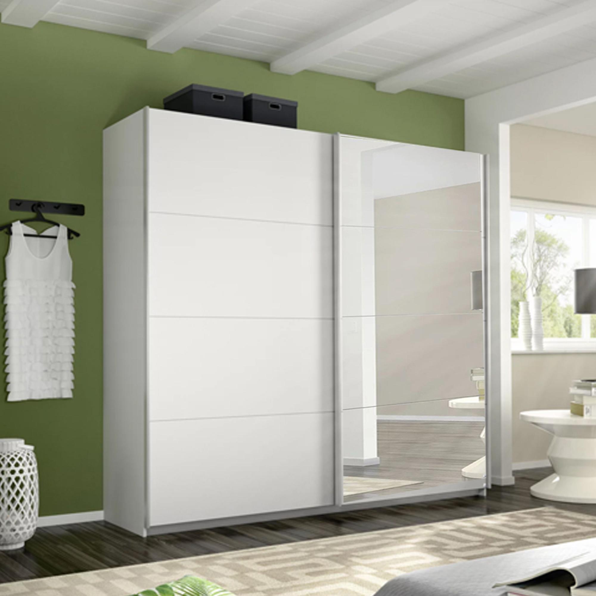 Rauch Belluno 226cm 2 Door Sliding Wardrobe with Mirror - Alpine White
