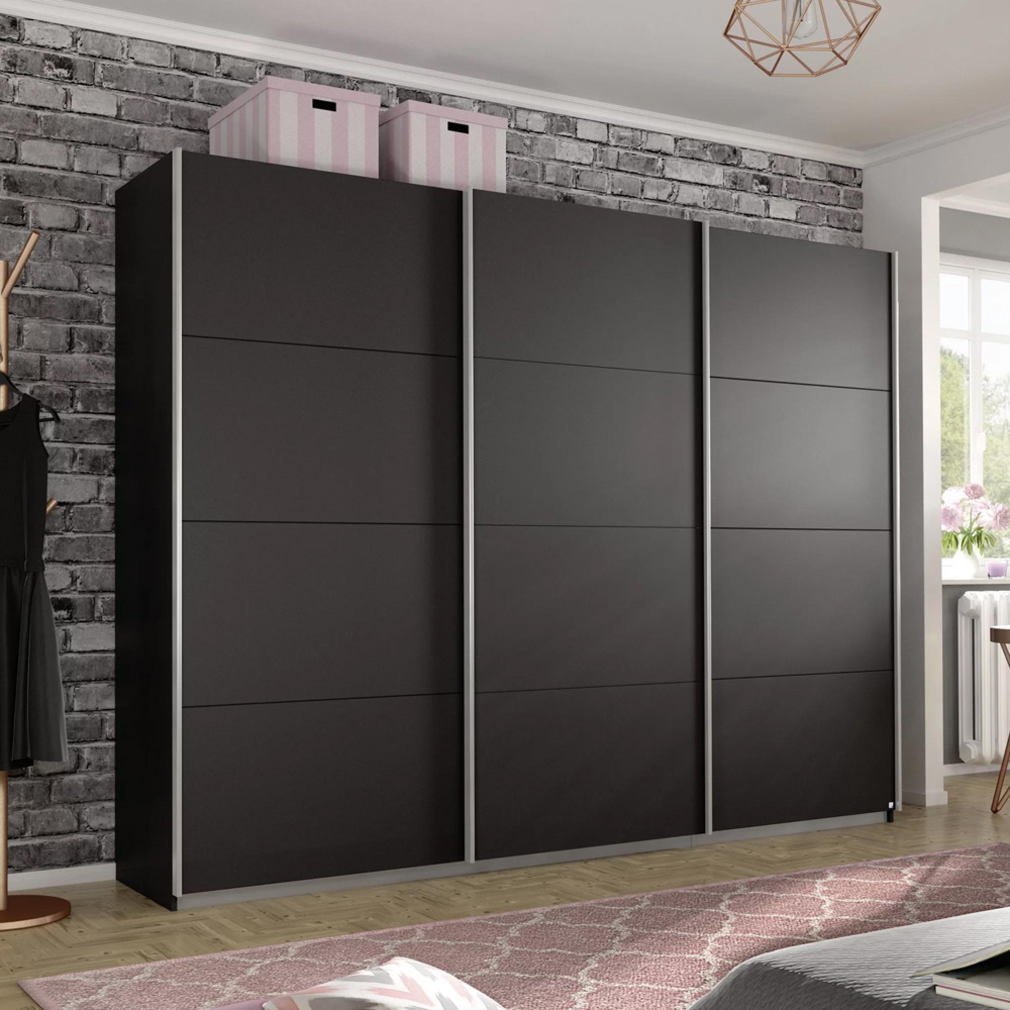 Rauch Belluno 271cm 3 Door Sliding Wardrobe - Metallic Dark Grey