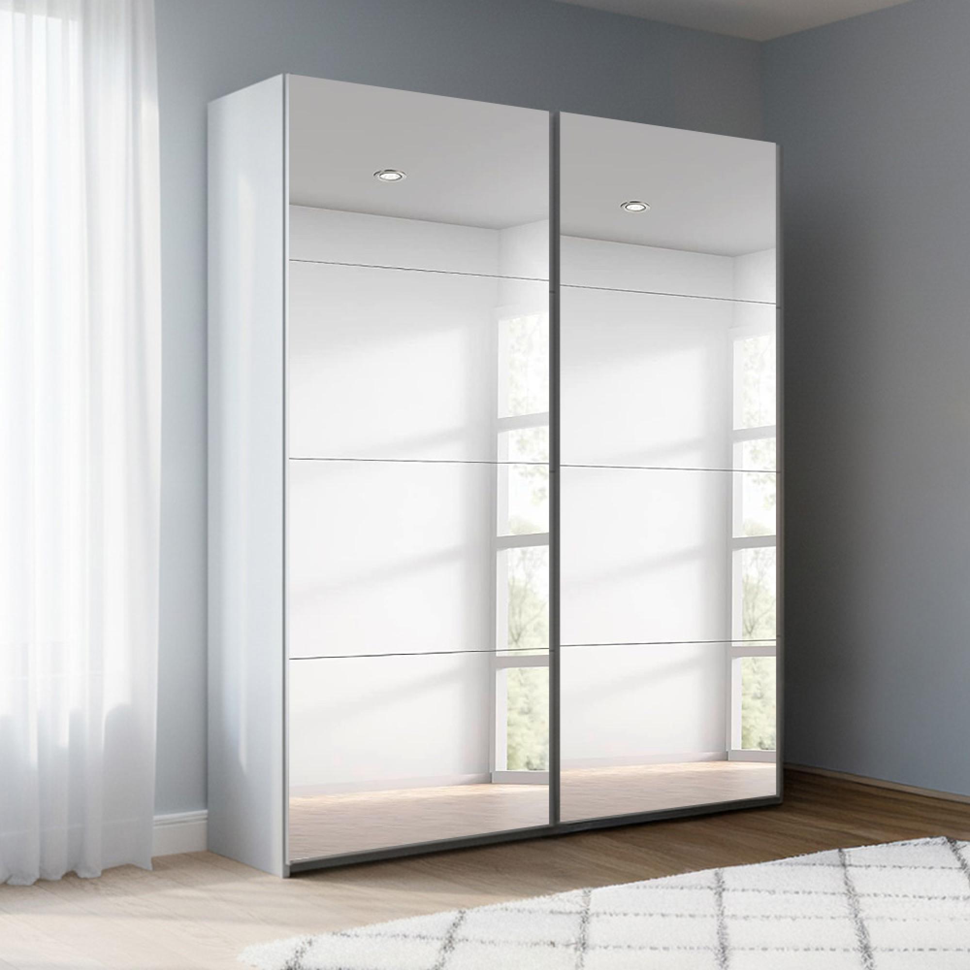 Beluga Extra Sliding Wardrobe - 137cm - 2 Door - Mirrored - Silk Grey