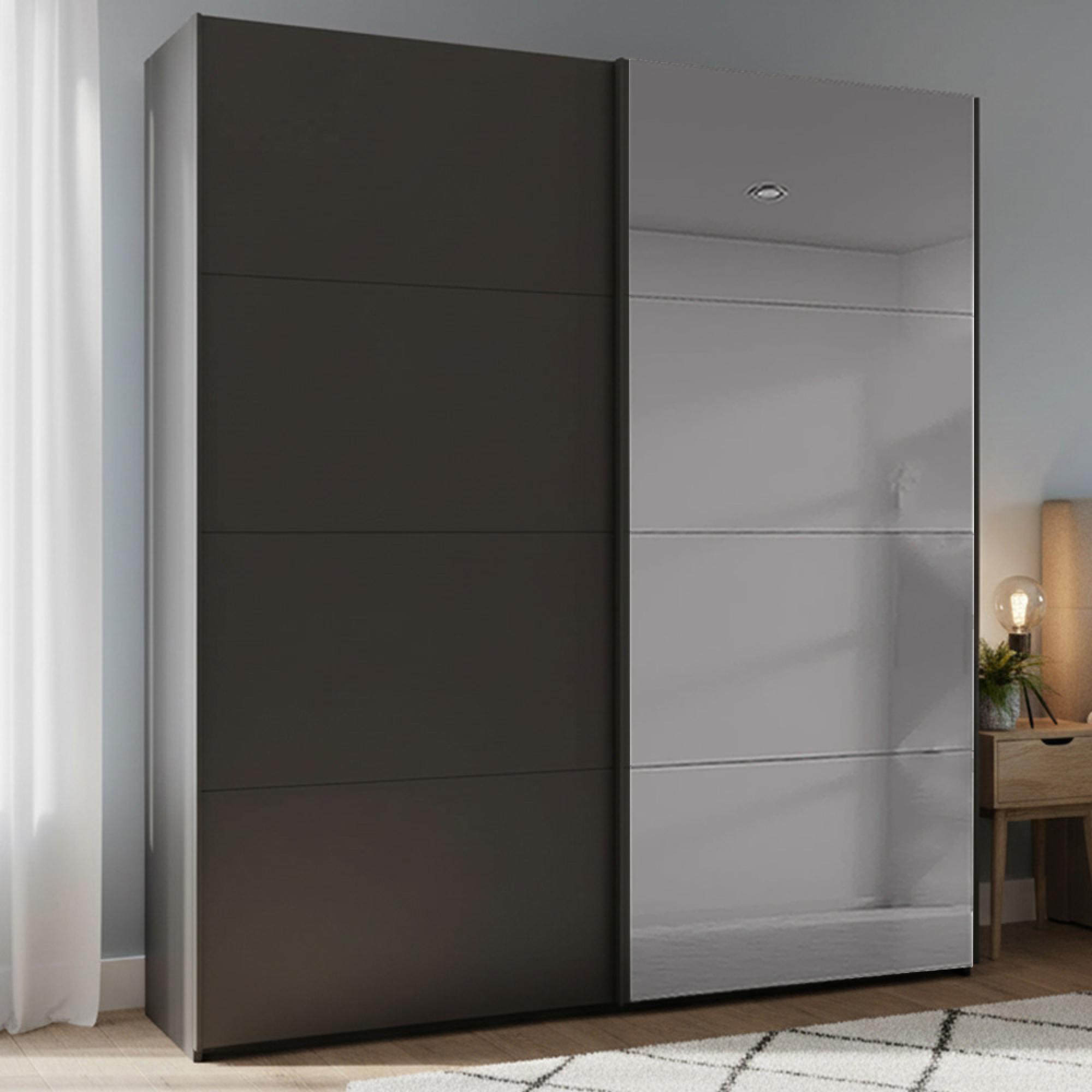 Rauch Beluga Extra 181cm 2 Door Sliding Wardrobe with Grey Mirror - Graphite