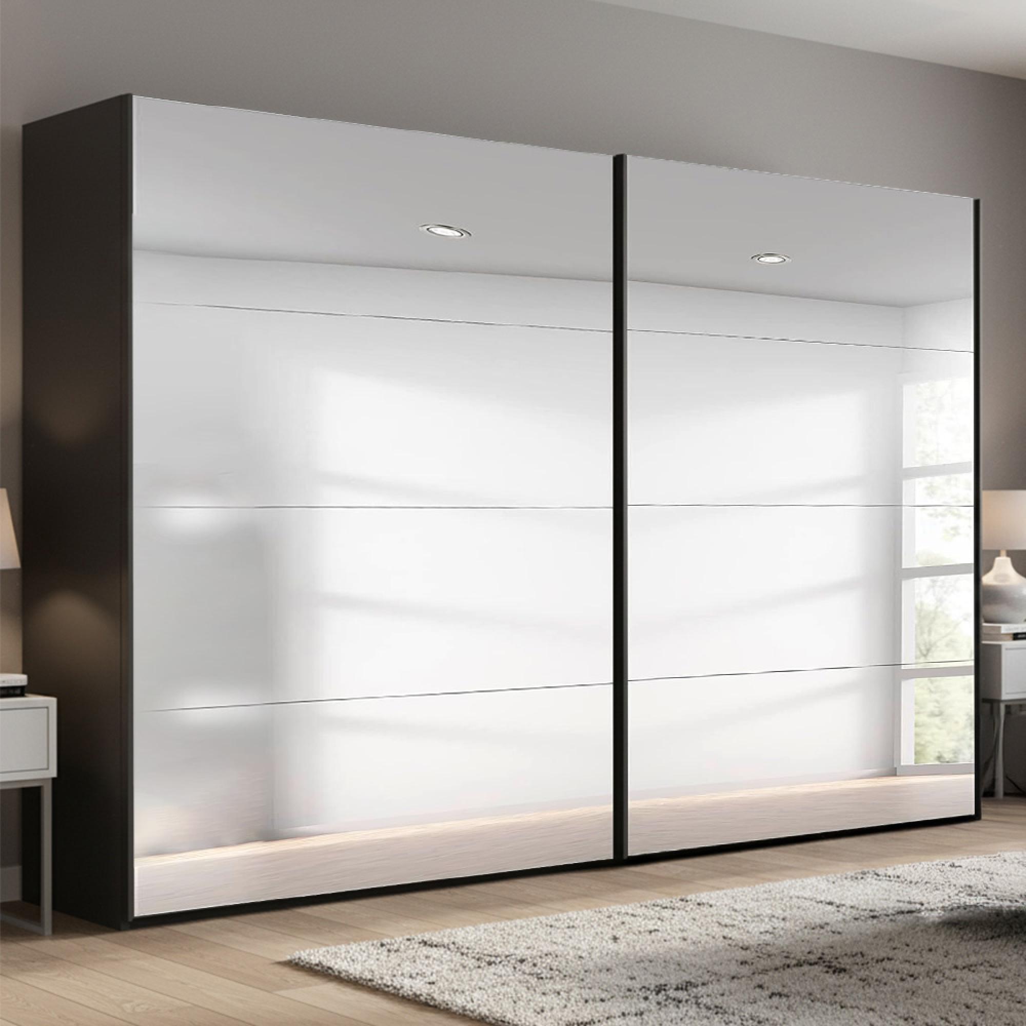 Beluga Extra Sliding Wardrobe - 271cm - 2 Door - Mirrored - Graphite