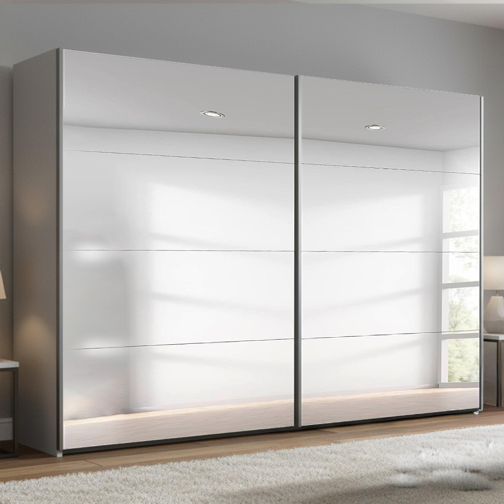 Beluga Extra Sliding Wardrobe - 271cm - 2 Door - Mirrored - Silk Grey