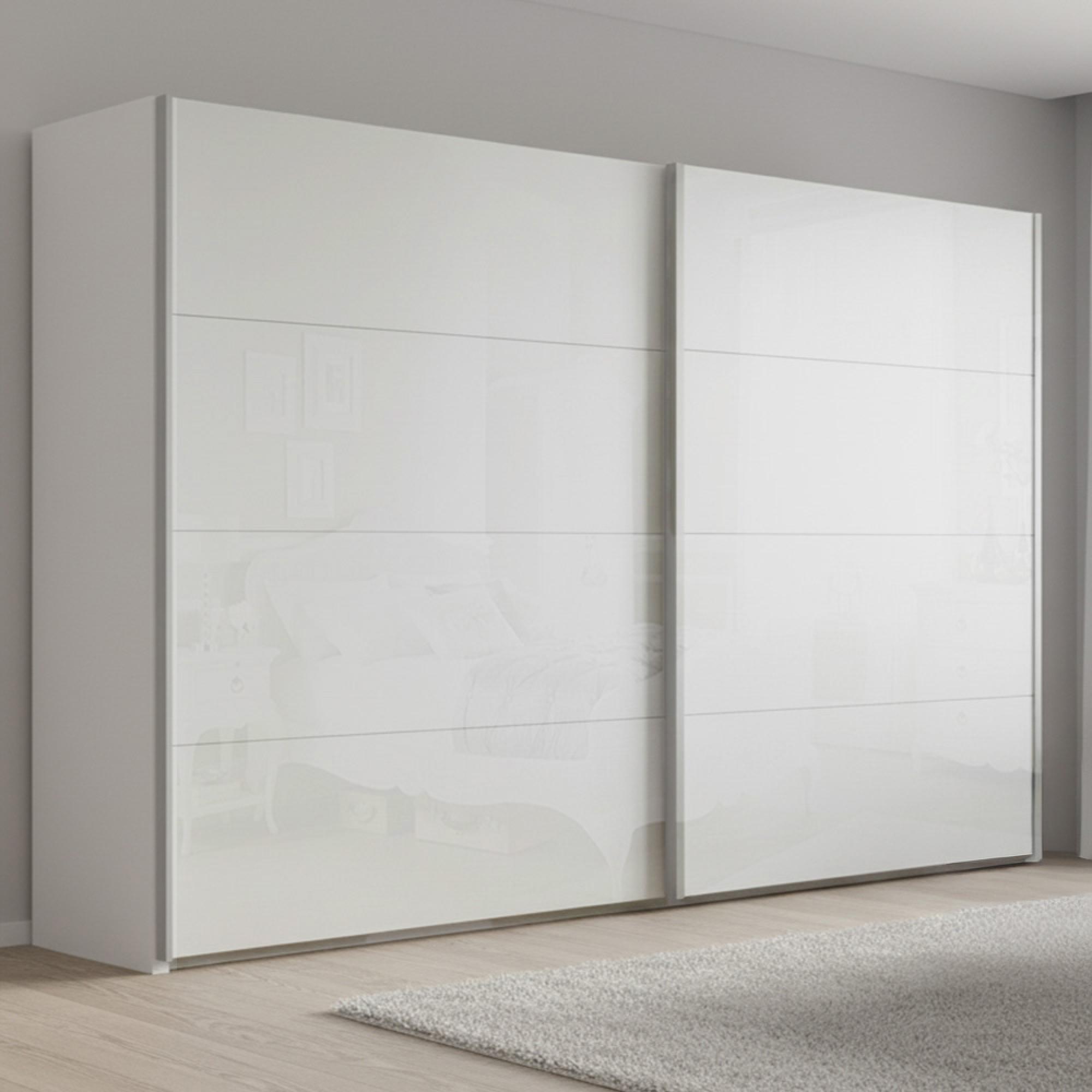 Beluga Extra Sliding Wardrobe - 271cm - 2 Door - Alpine White & White High Gloss