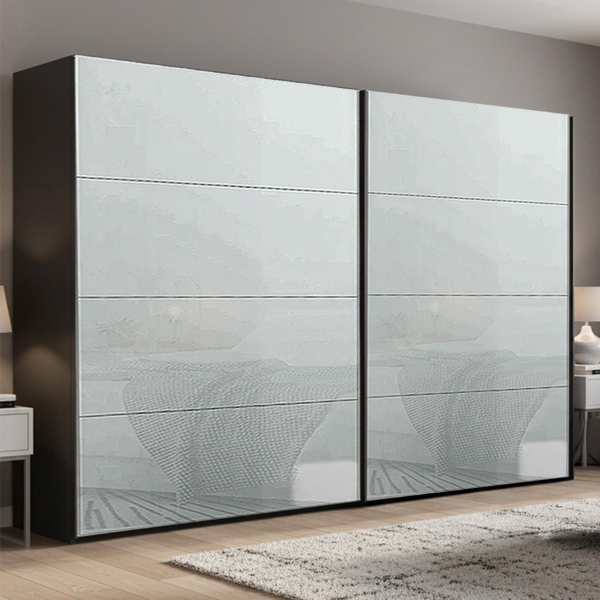 Rauch Beluga Extra 271cm 2 Door Sliding Wardrobe - Graphite and Silk Grey Glass