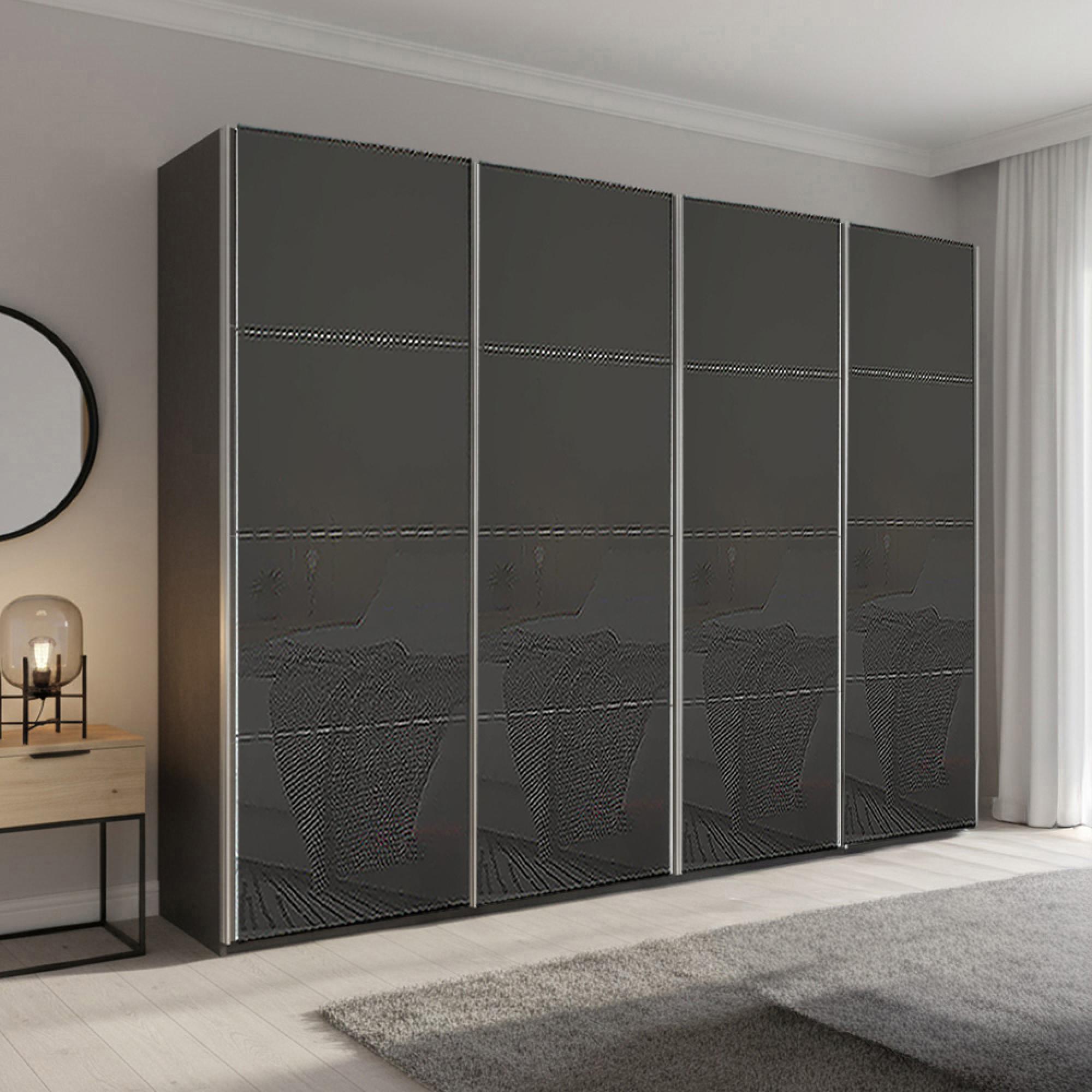 Beluga Extra Sliding Wardrobe - 271cm - 4 Door - Graphite & Basalt Glass
