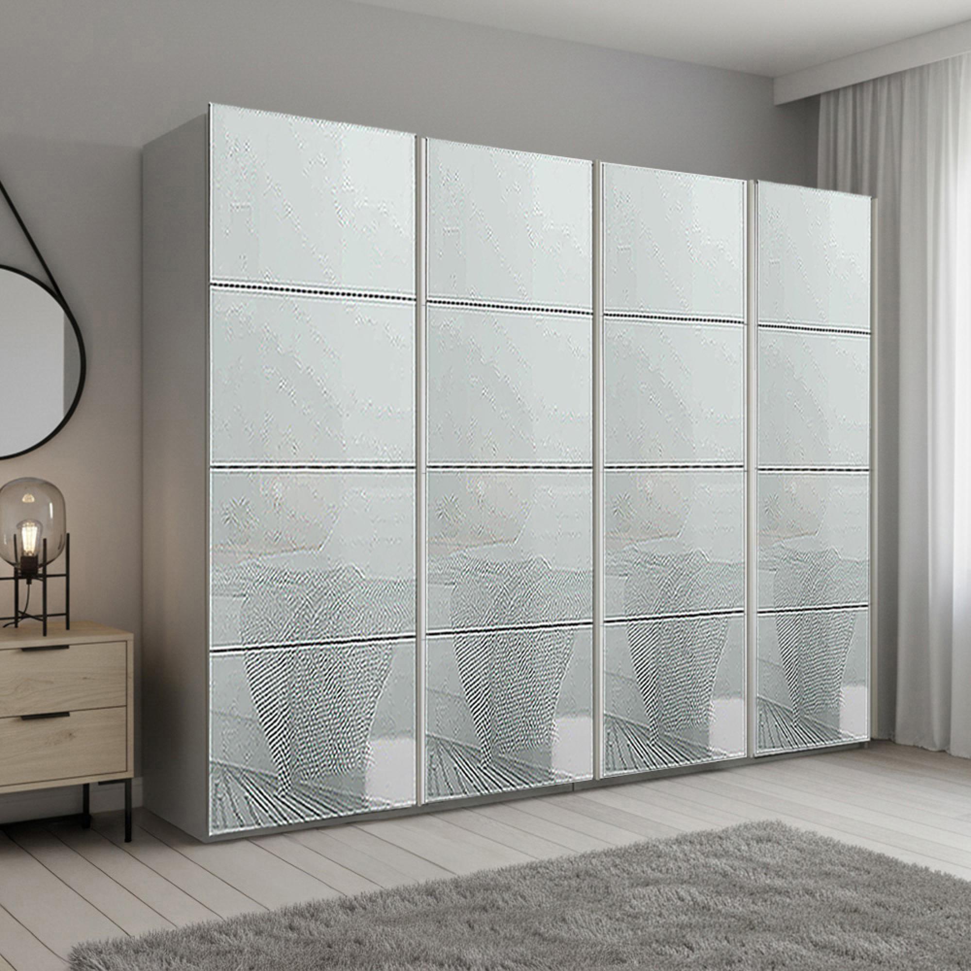 Beluga Extra Sliding Wardrobe - 271cm - 4 Door - Silk Grey & Silk Grey Glass