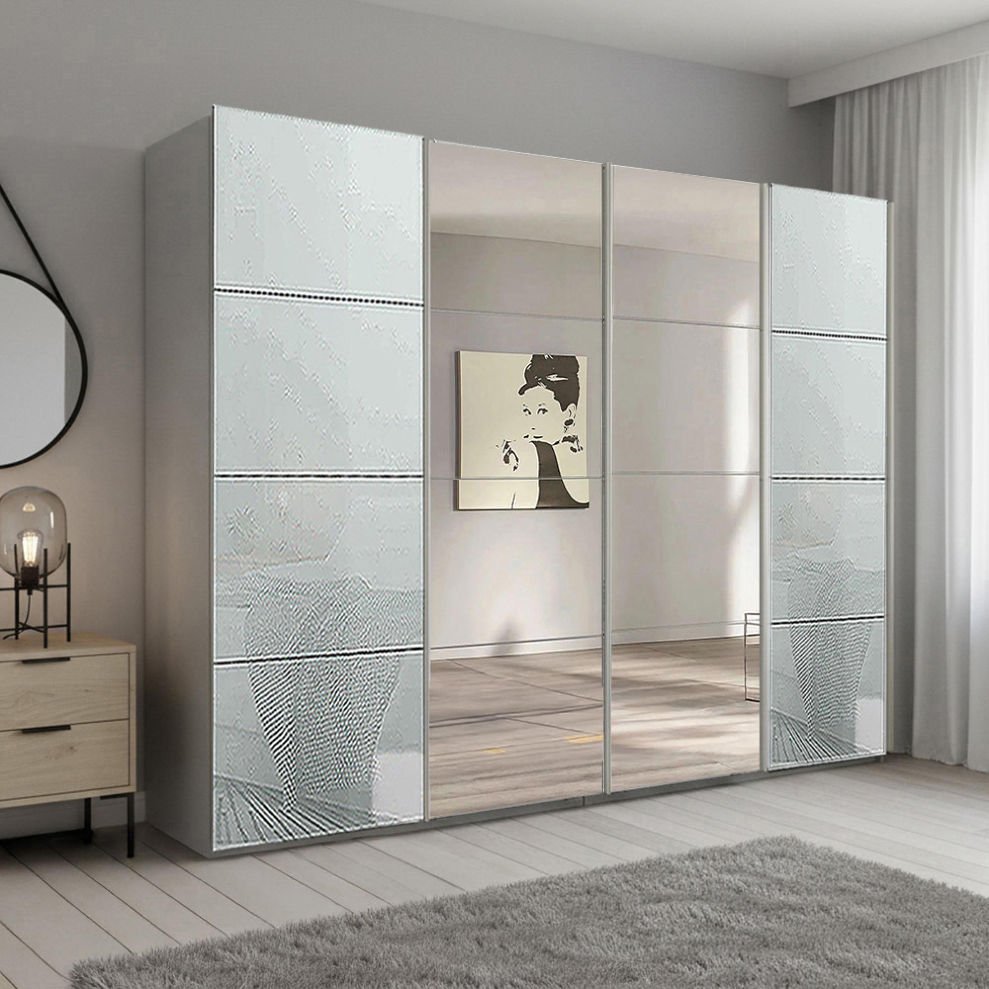 Beluga Extra Sliding Wardrobe - 271cm - 4 Door - Mirror - Silk Grey & Silk Grey Glass