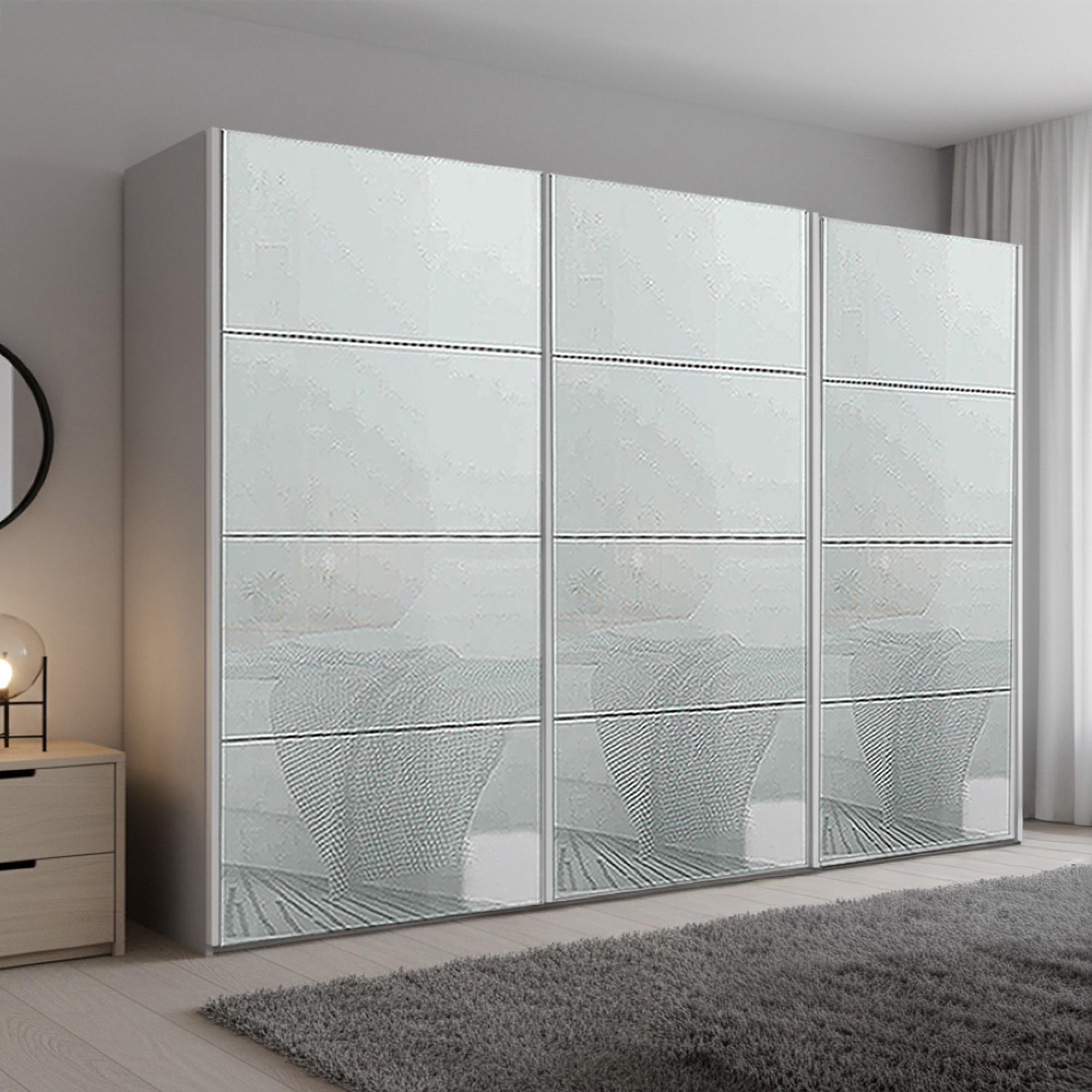 Beluga Extra Sliding Wardrobe - 316cm - 3 Door - Silk Grey & Silk Grey Glass