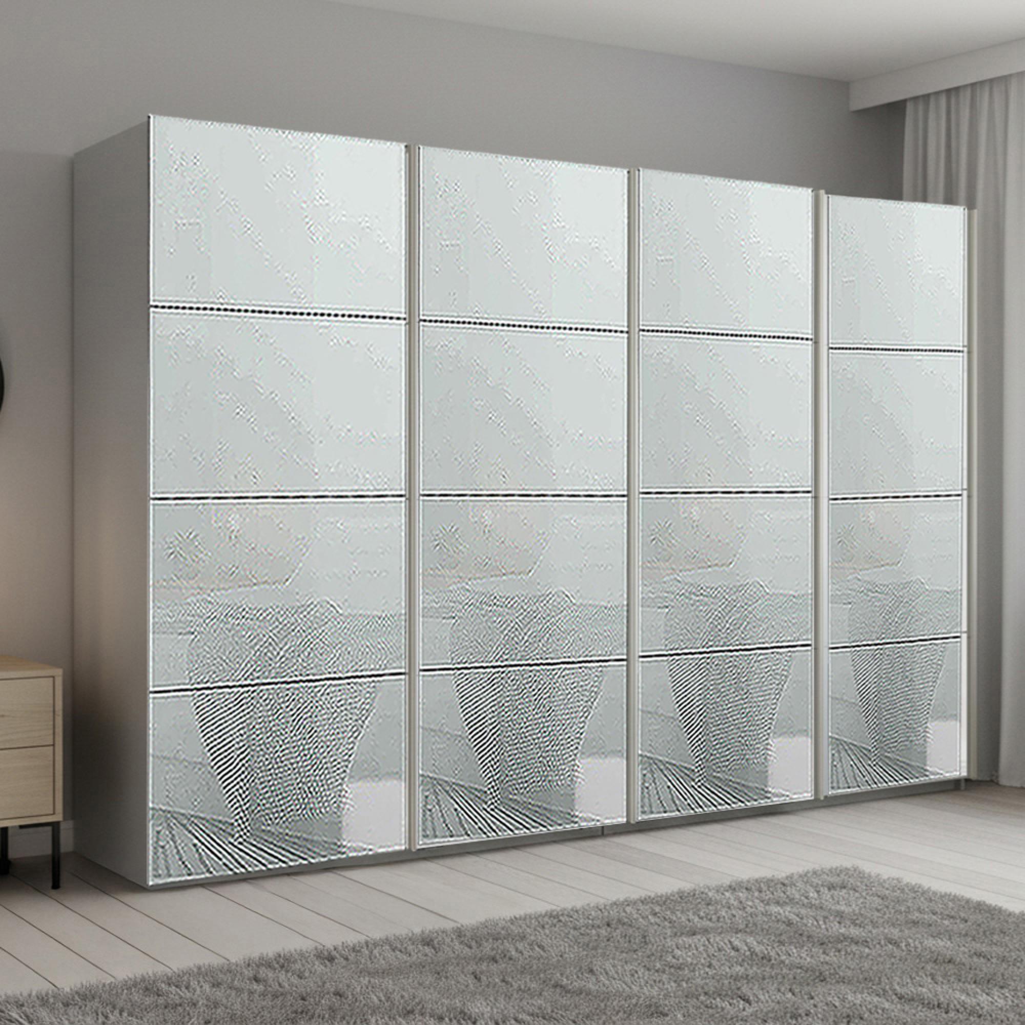 Beluga Extra Sliding Wardrobe - 361cm - 4 Door - Silk Grey & Silk Grey Glass