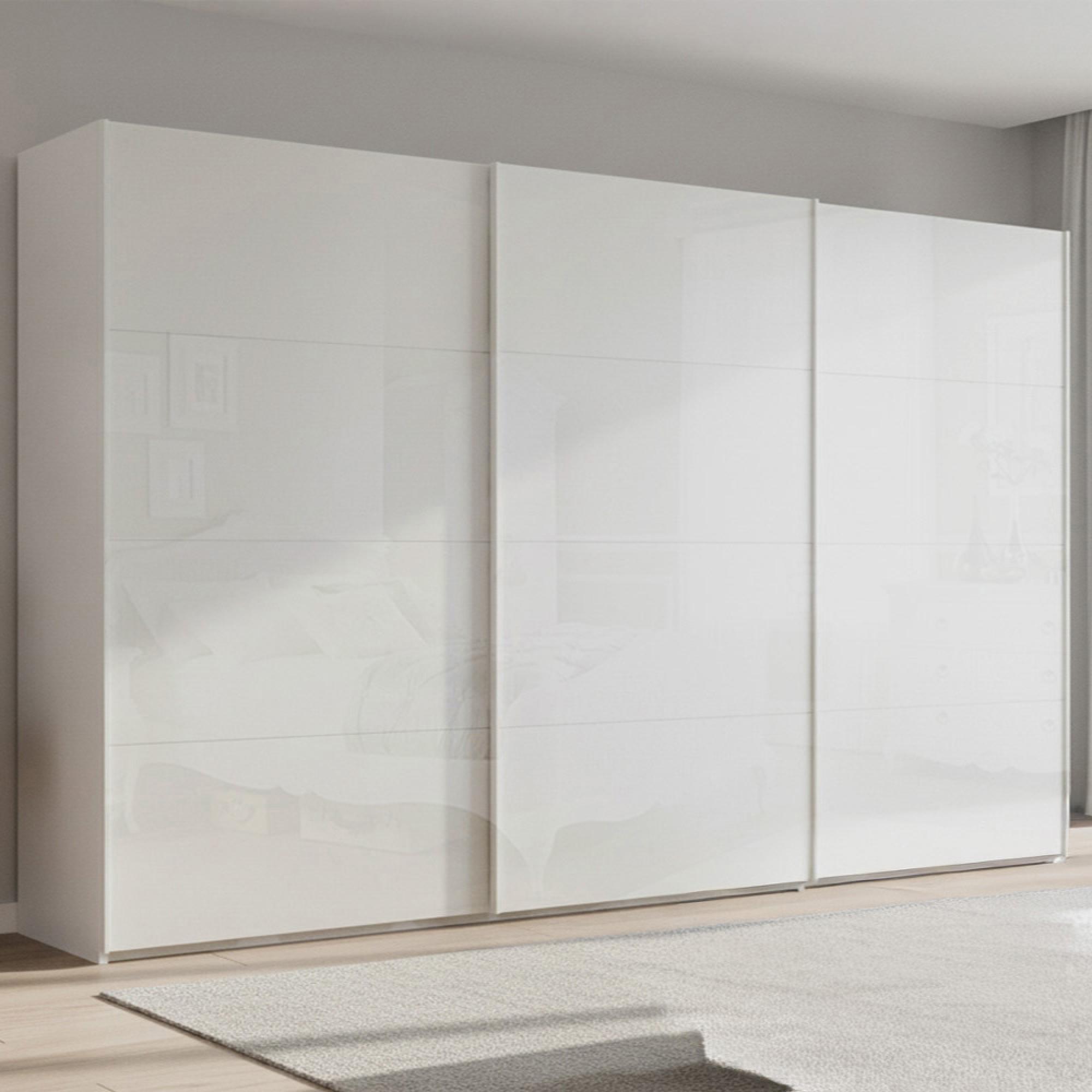 Beluga Extra Sliding Wardrobe - 406cm - 3 Door - Alpine White & White High Gloss