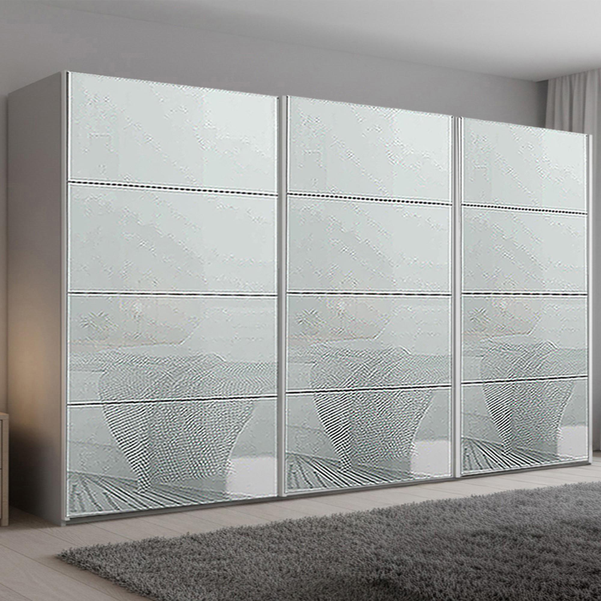 Beluga Extra Sliding Wardrobe - 406cm - 3 Door - Silk Grey & Silk Grey Glass