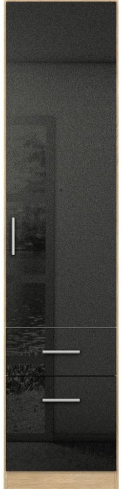 Rauch Celle 47cm Black and Oak Combi Wardrobe - RH Door