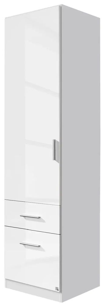 Rauch Celle 47cm White Gloss Wardrobe with Drawers - LH Door
