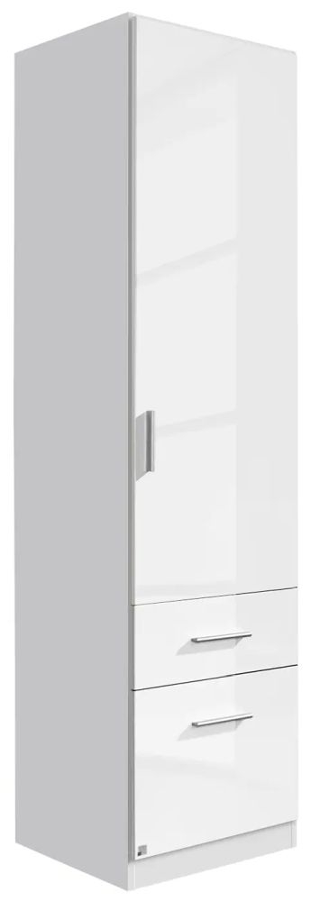 Rauch Celle 47cm White Gloss Wardrobe with Drawers - RH Door
